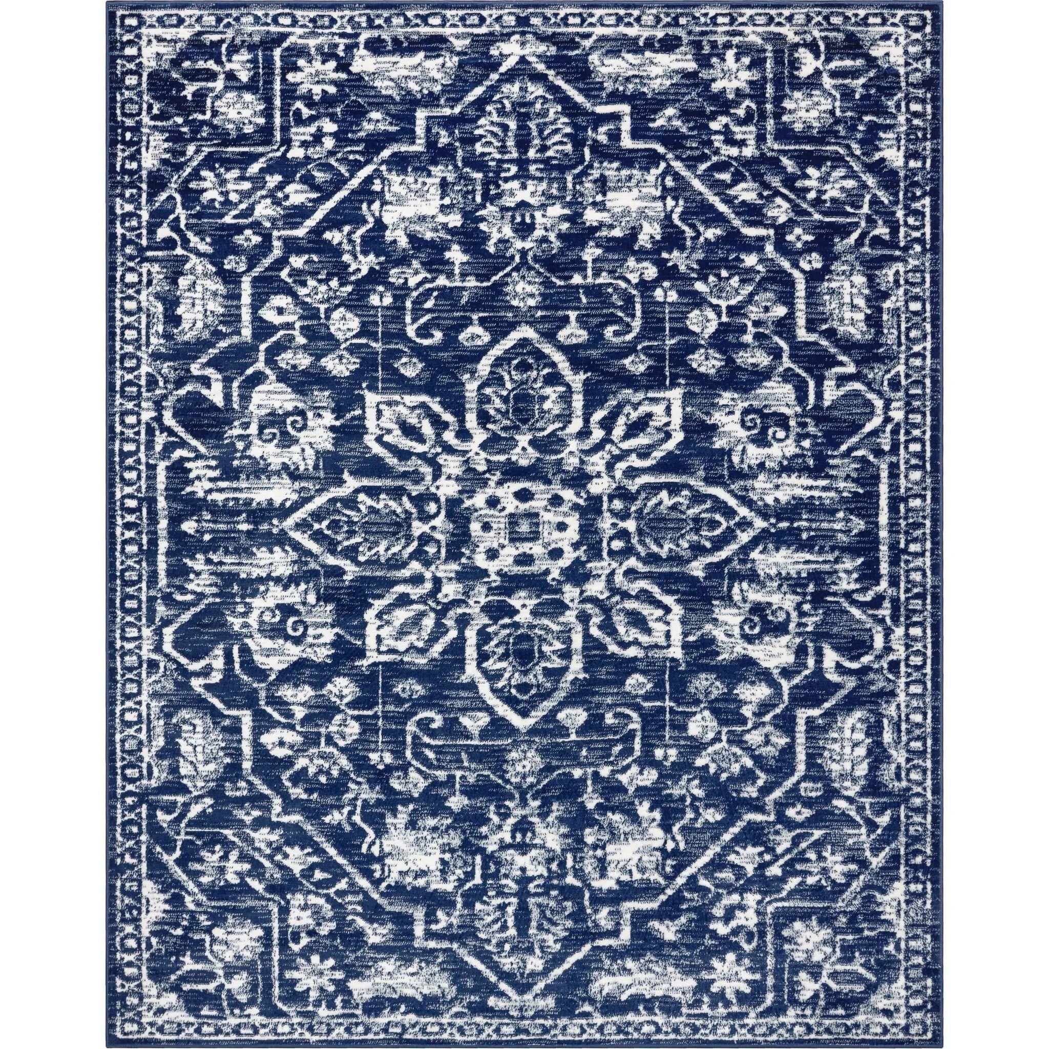 Disa Vintage Medallion Dark Blue Soft Rug By Chill Rugs Well Woven