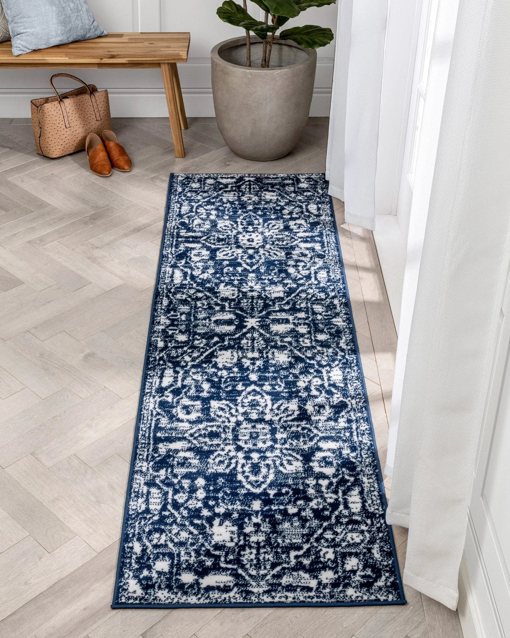 Disa Vintage Medallion Dark Blue Soft Rug By Chill Rugs Well Woven