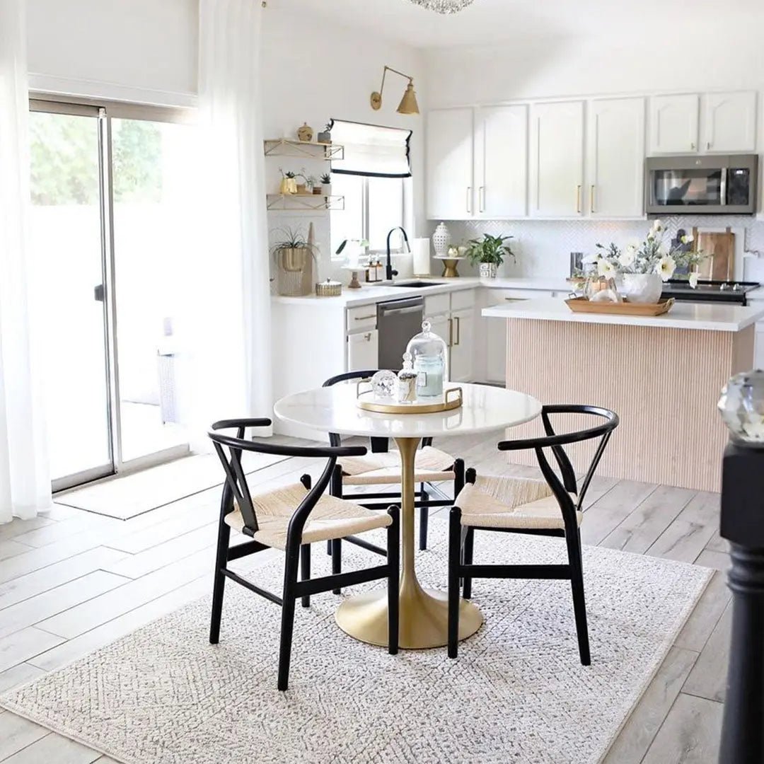 Lyre Tribal Mosaic Tile-Work Beige & Grey Distressed High-Low Rug Well Woven