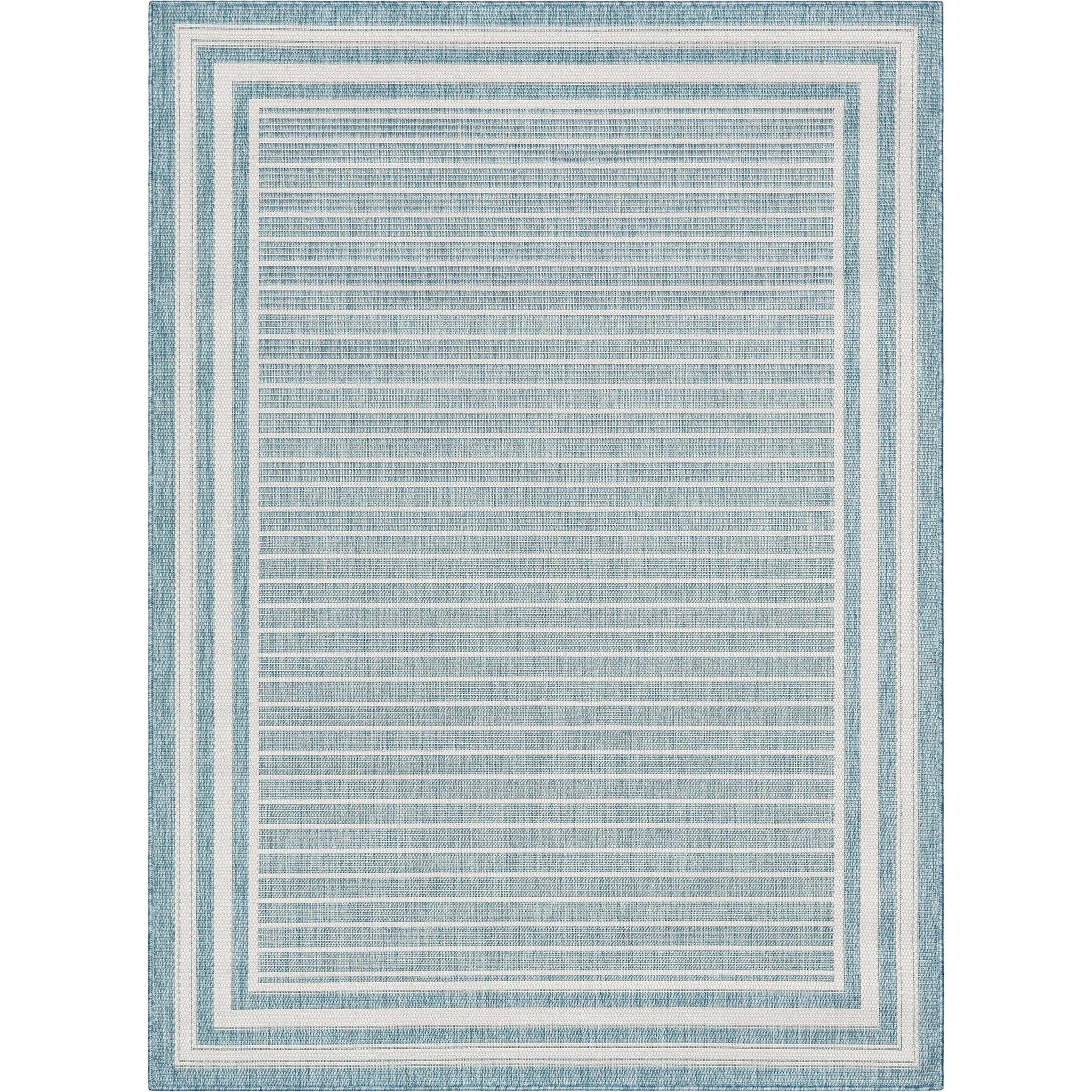 Frankie Modern Stripes Indoor/Outdoor Blue Textured Rug Well Woven