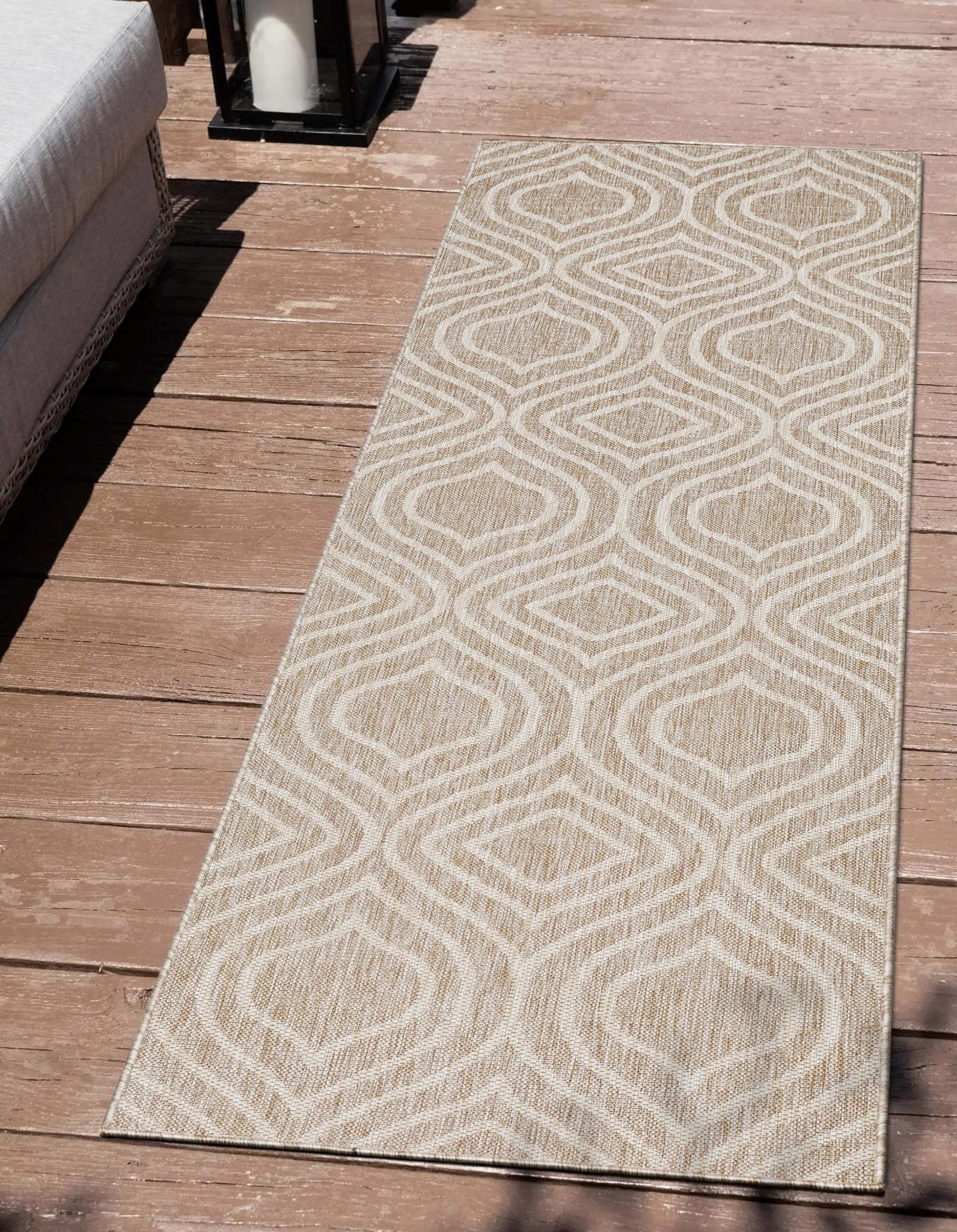 Ludo Lattice Trellis Indoor/Outdoor Beige Textured Rug Well Woven