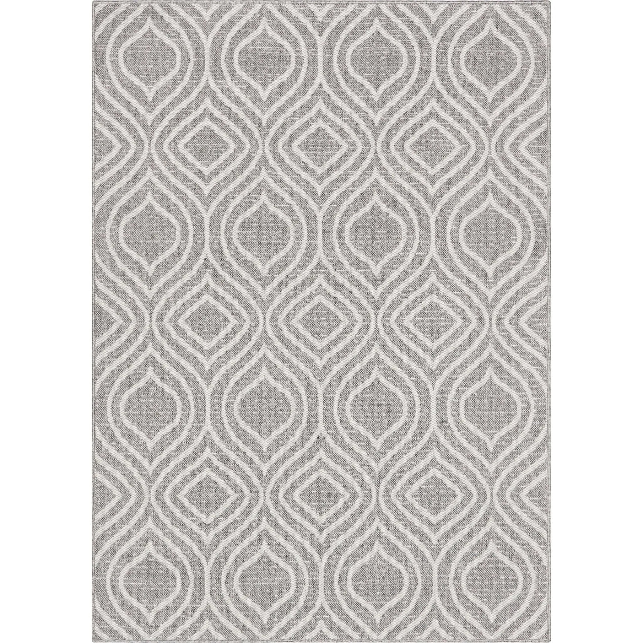 Ludo Lattice Trellis Indoor/Outdoor Grey Textured Rug Well Woven