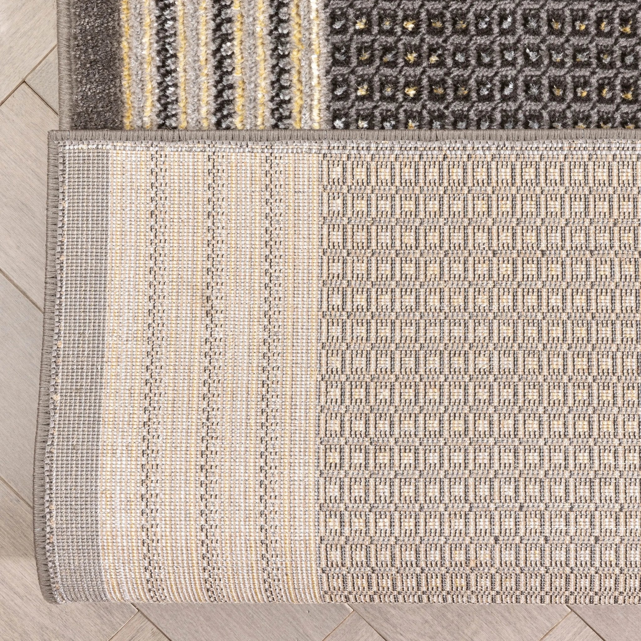 Custom Size Runner Waylon Retro Border Solid & Striped Grey Select Your Width x Choose Your Length Hallway Runner Rug Well Woven