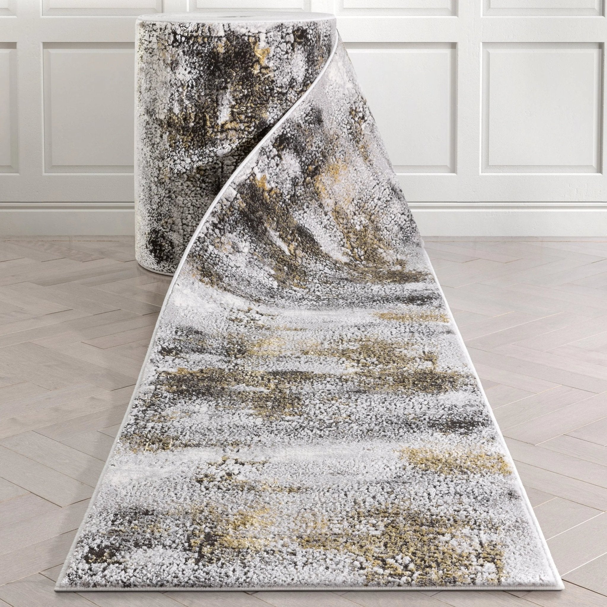 Custom Size Runner Kenneth Retro Abstract Pattern Grey Choose Your Width x Choose Your Length Hallway Runner Rug Well Woven