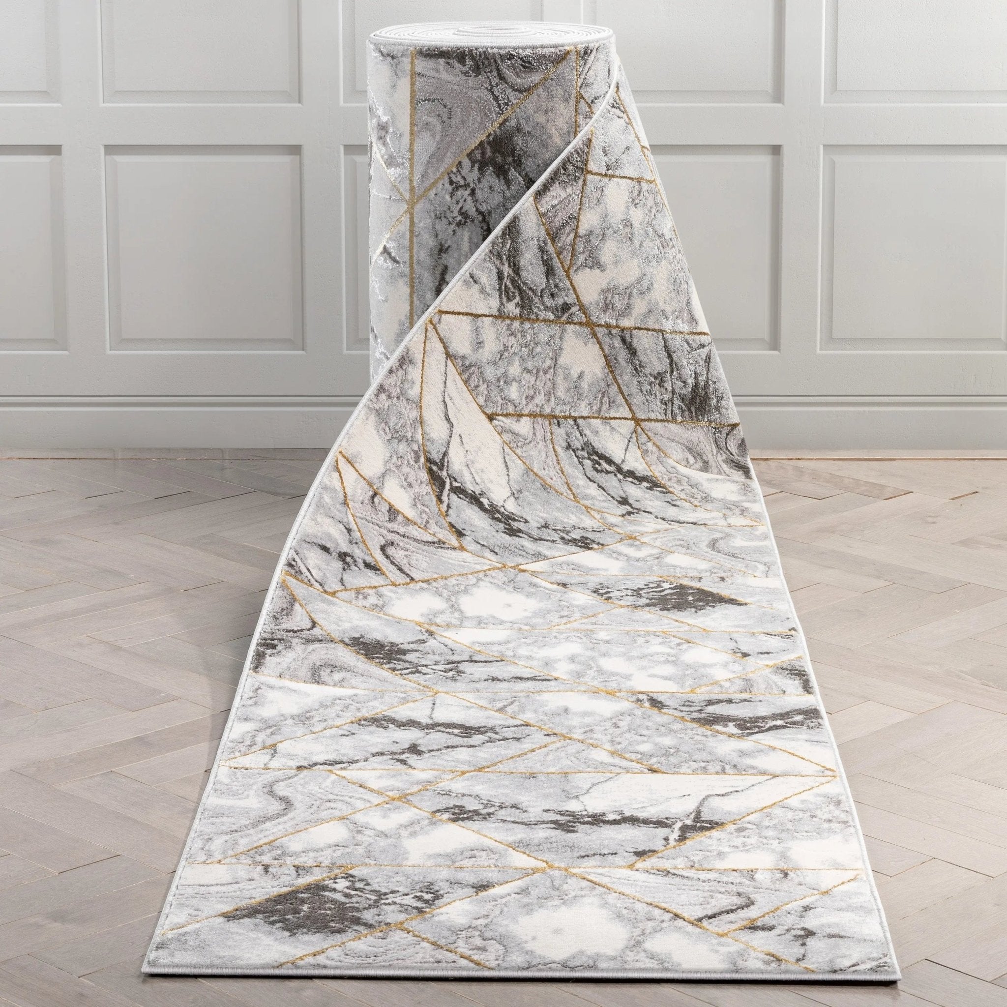 Custom Size Runner Arlo Retro Mosaic Marble Pattern Grey Choose Your Width x Choose Your Length Hallway Runner Rug Well Woven