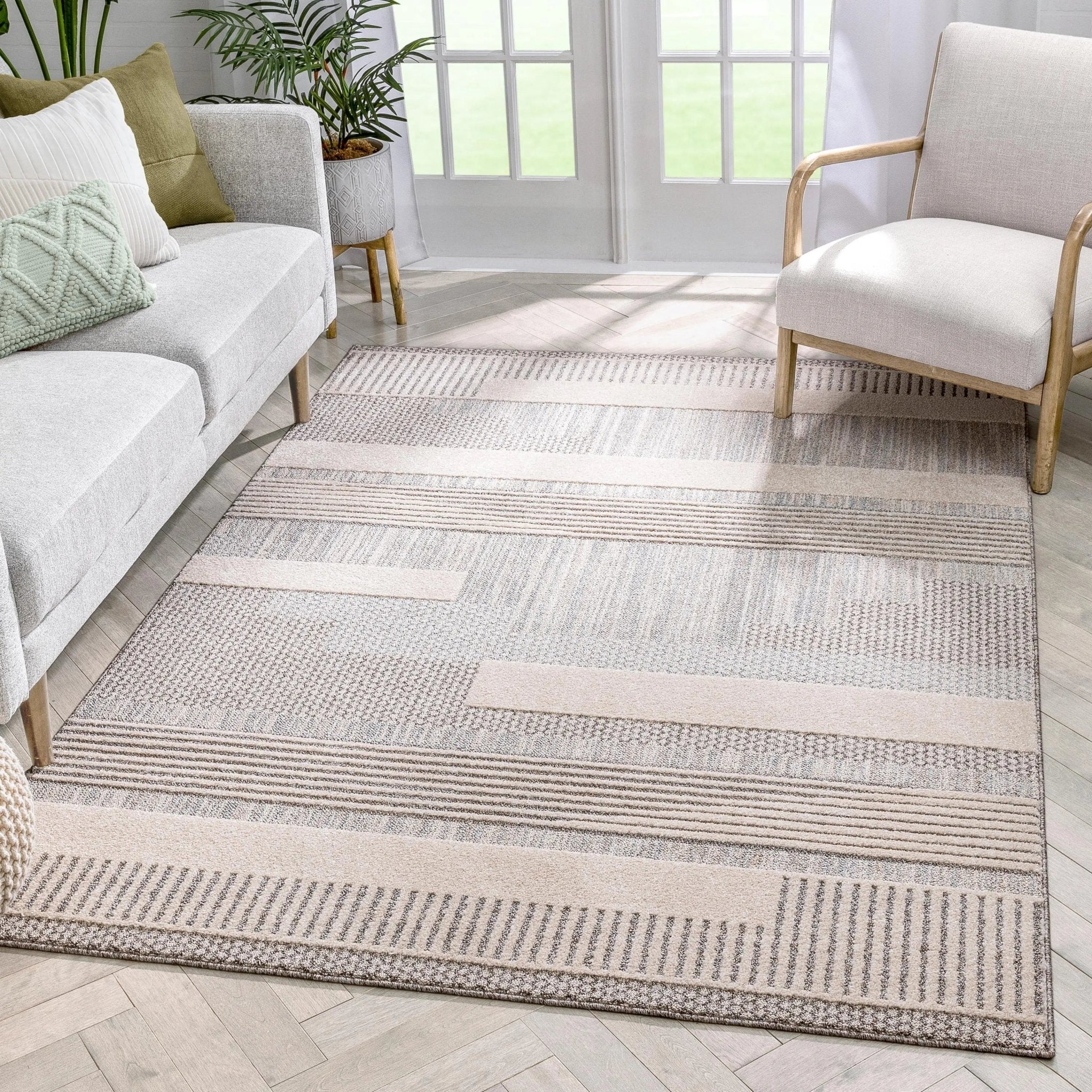 Briar Tribal Geometric Abstract Beige Looped Pile Rug Well Woven