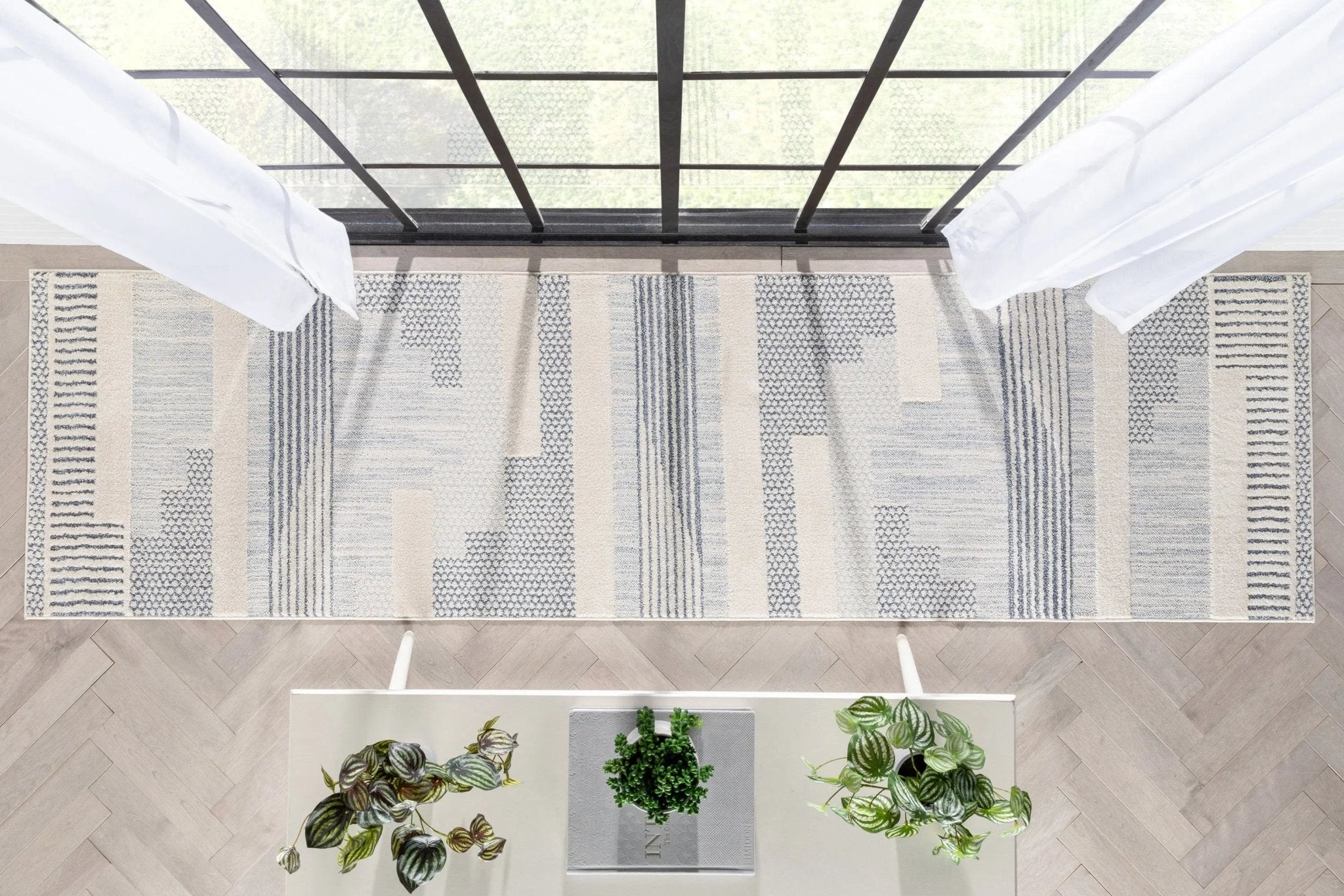 Briar Tribal Geometric Abstract Light Blue Looped Pile Rug Well Woven