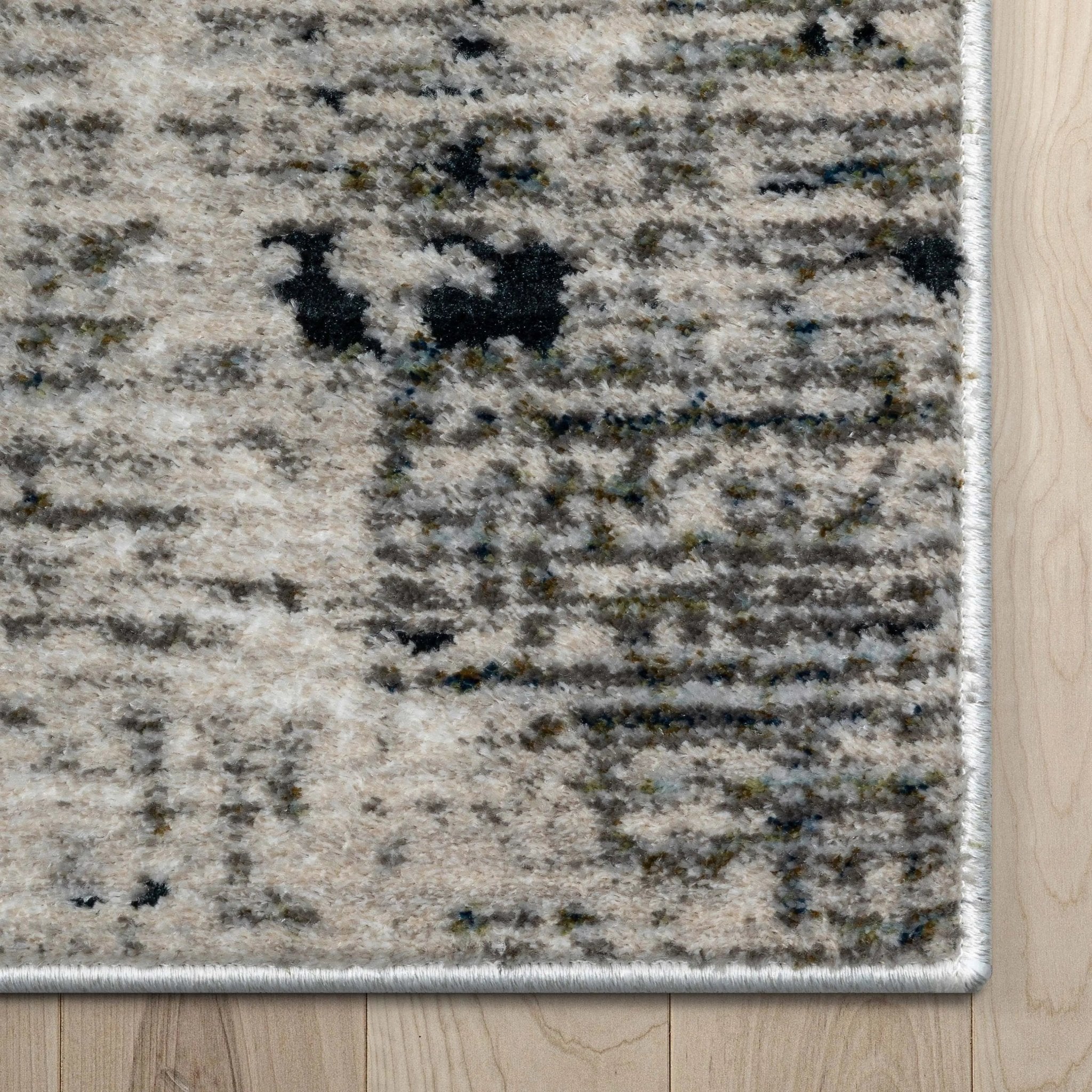 Abstract Modern Distressed Grey Navy High-Low Rug Well Woven