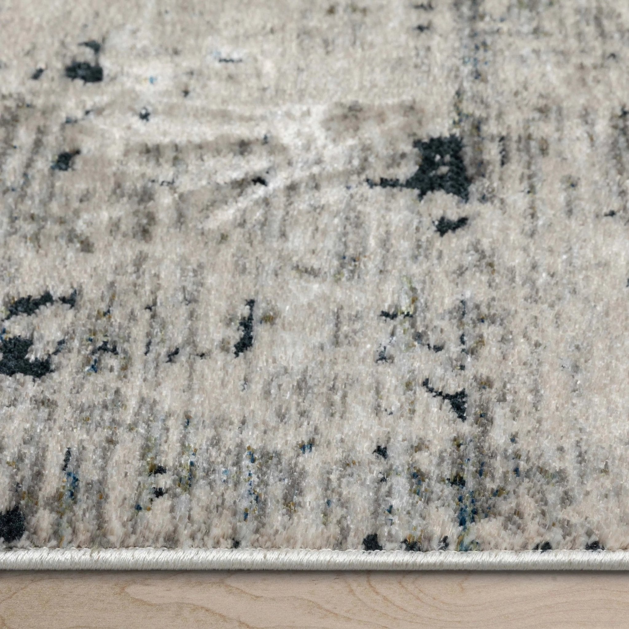 Abstract Modern Distressed Grey Navy High-Low Rug Well Woven