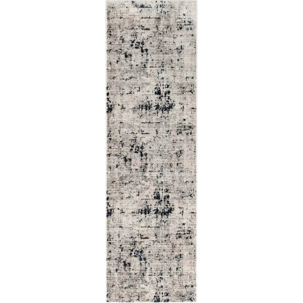 Abstract Modern Distressed Grey Navy High-Low Rug Well Woven