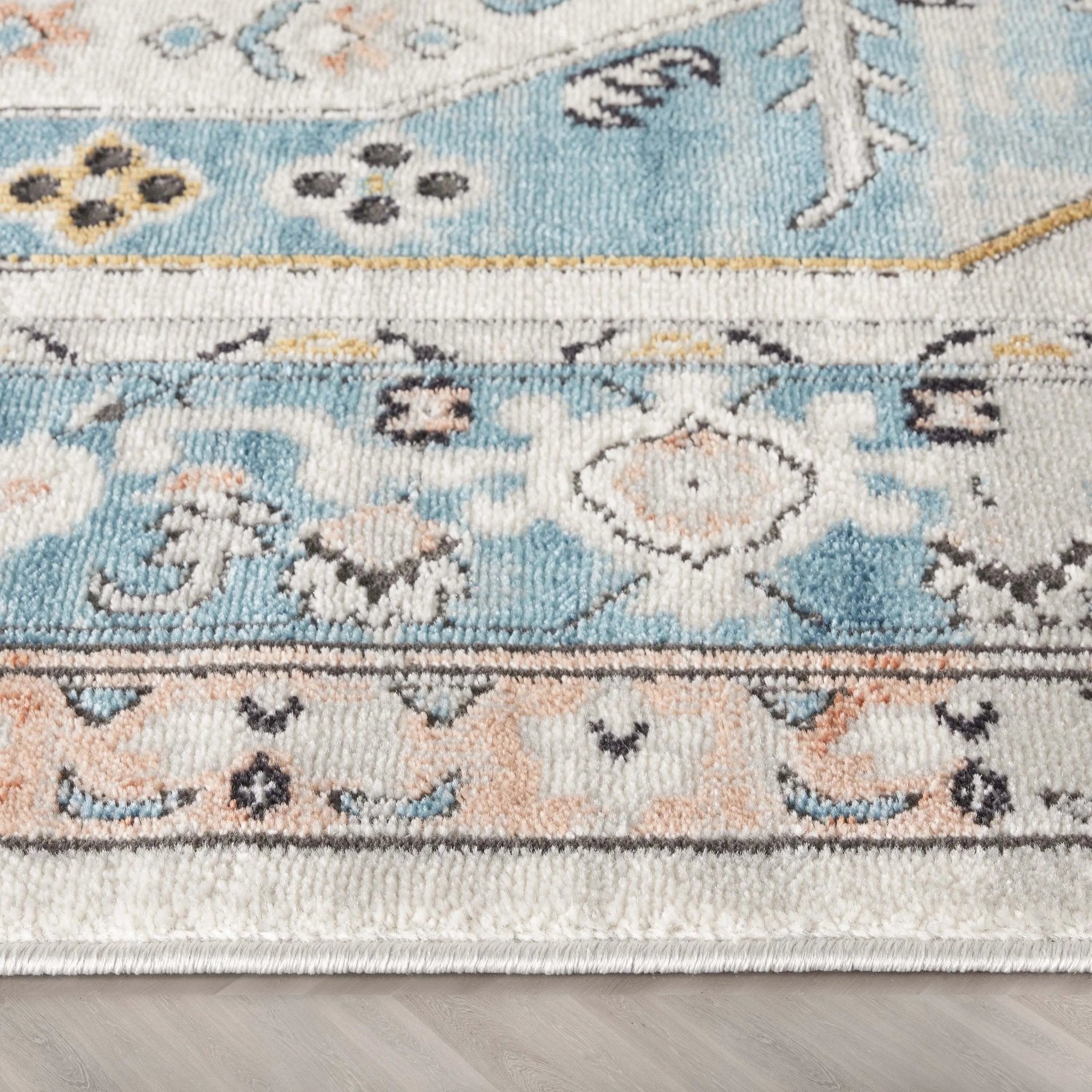 Jane Vintage Bohemian Aztec Tribal Blue Rug Well Woven