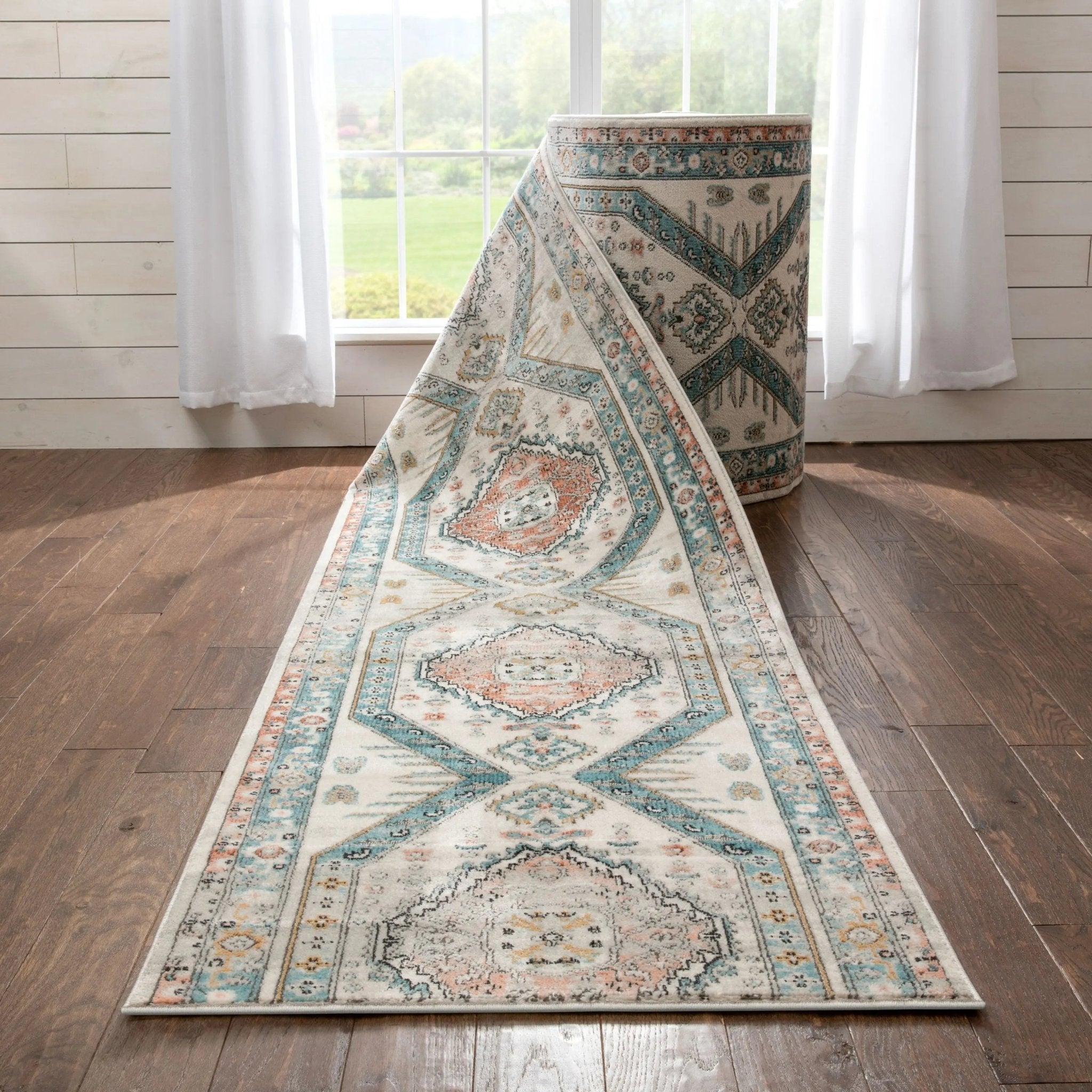 Julita Custom Size Runner Medallion Oriental Blue  Choose Your Width x Choose Your Length Hallway Runner Rug Well Woven