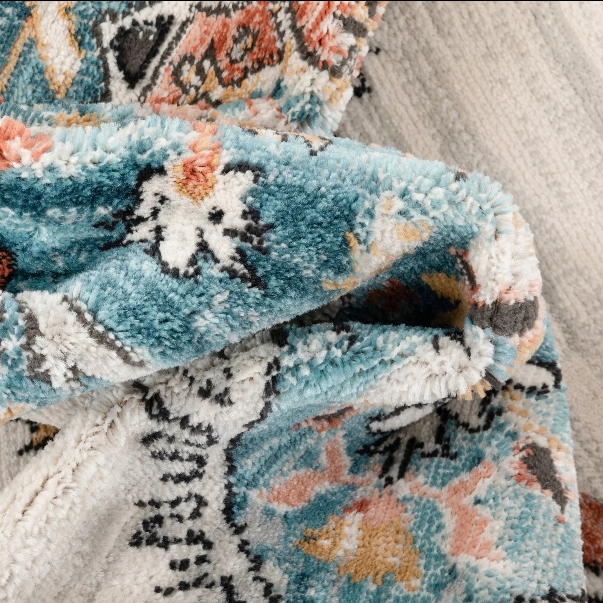 Manor Vintage Bohemian Medallion Oriental Blue Rug Well Woven