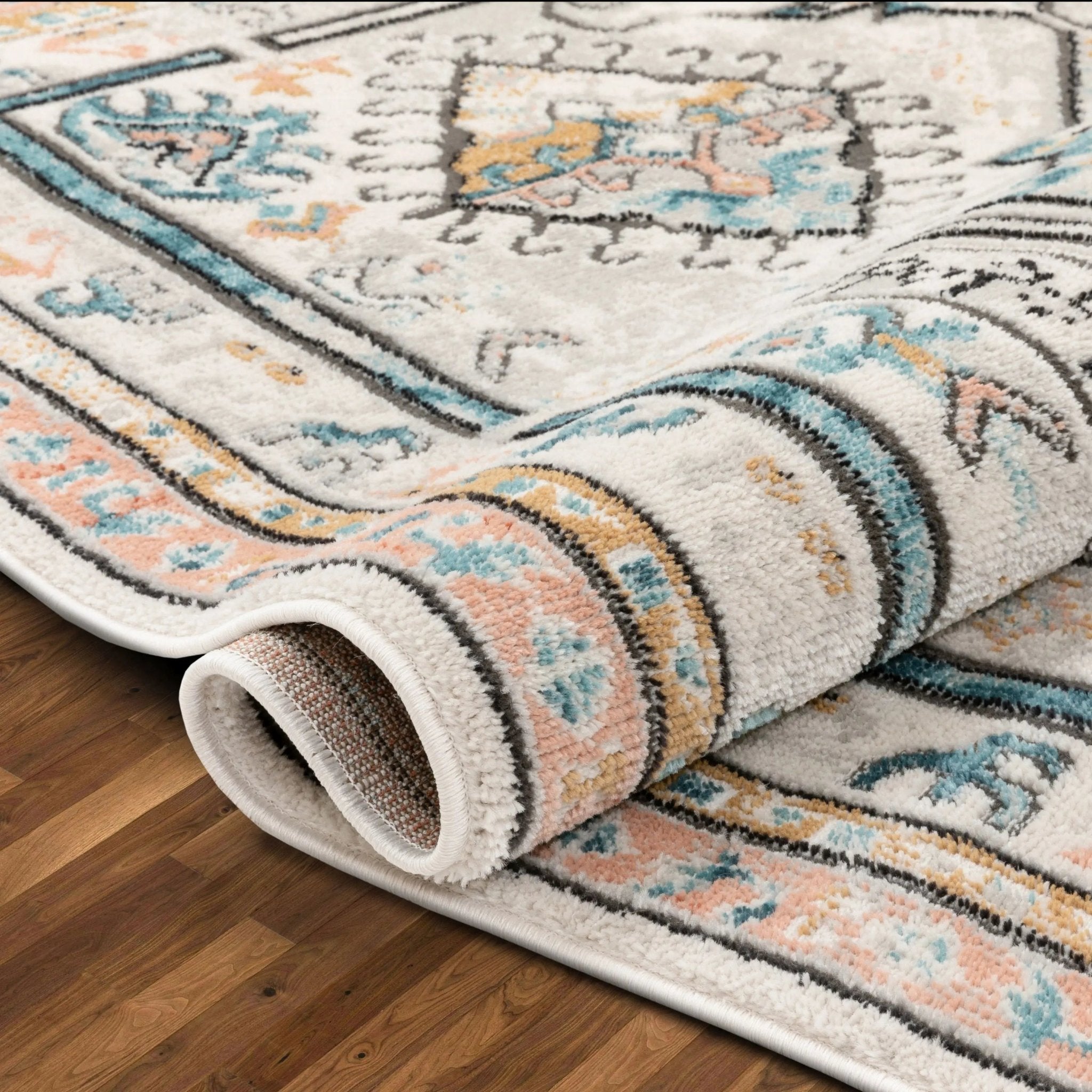 Valeria Bohemian Vintage Oriental Botanical Blue Rug Well Woven