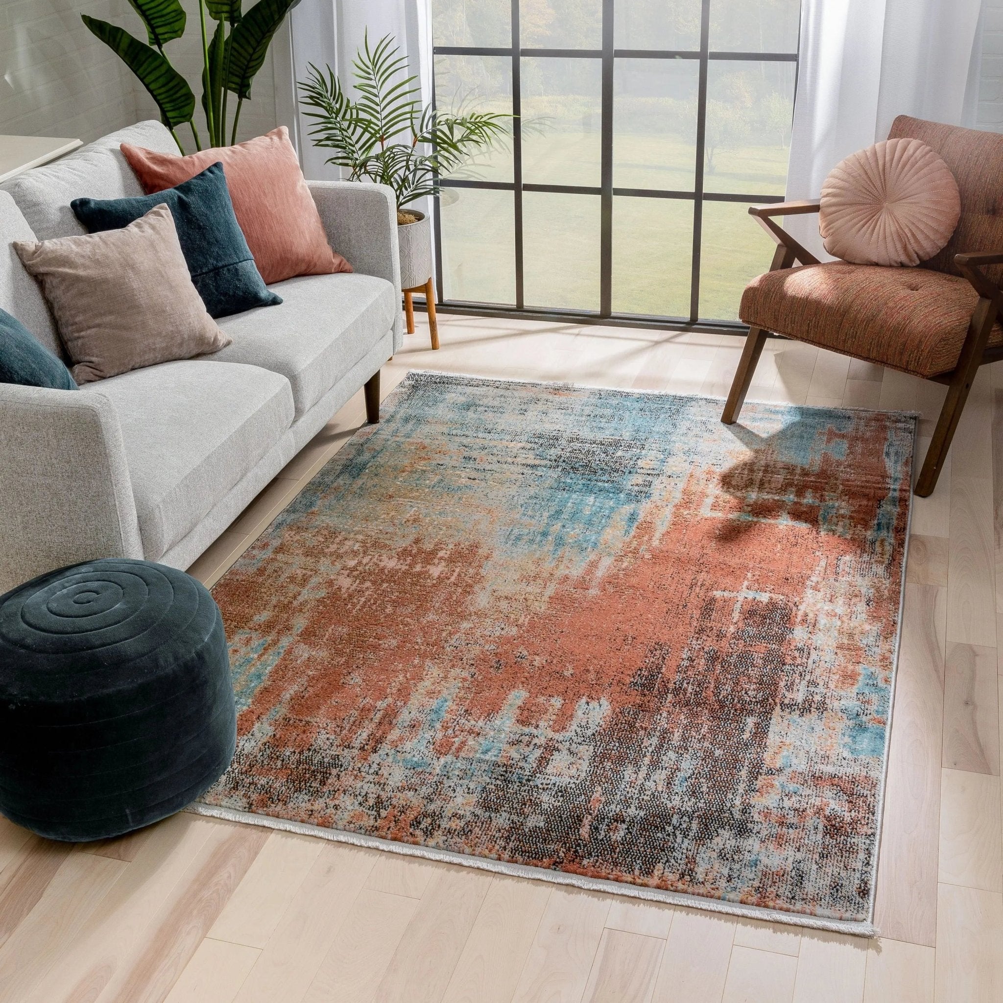 Regen Bohemian Modern Abstract Distressed Multi 2'3" x 7'3" Runner Rug Well Woven