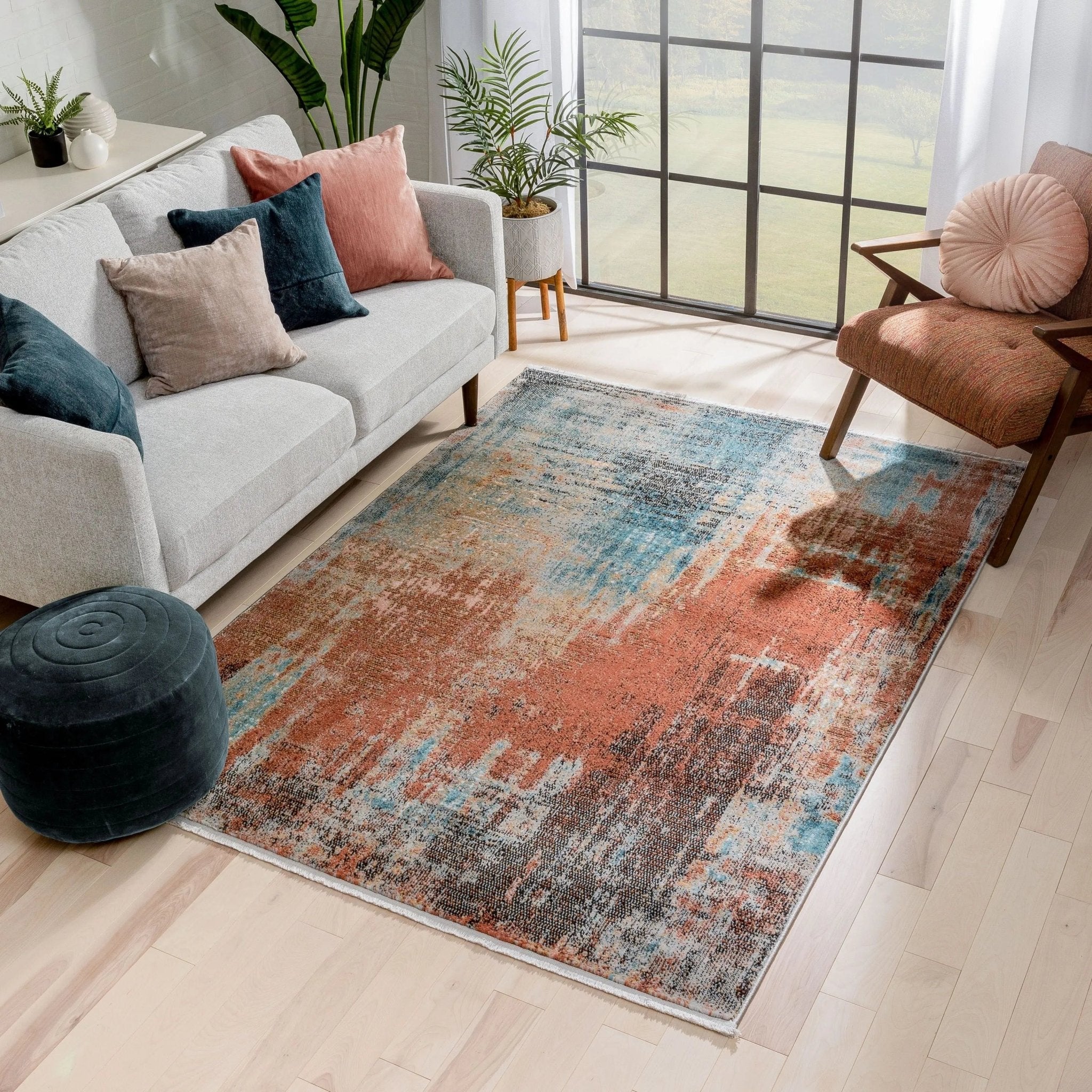 Regen Bohemian Modern Abstract Distressed Multi 2'3" x 7'3" Runner Rug Well Woven