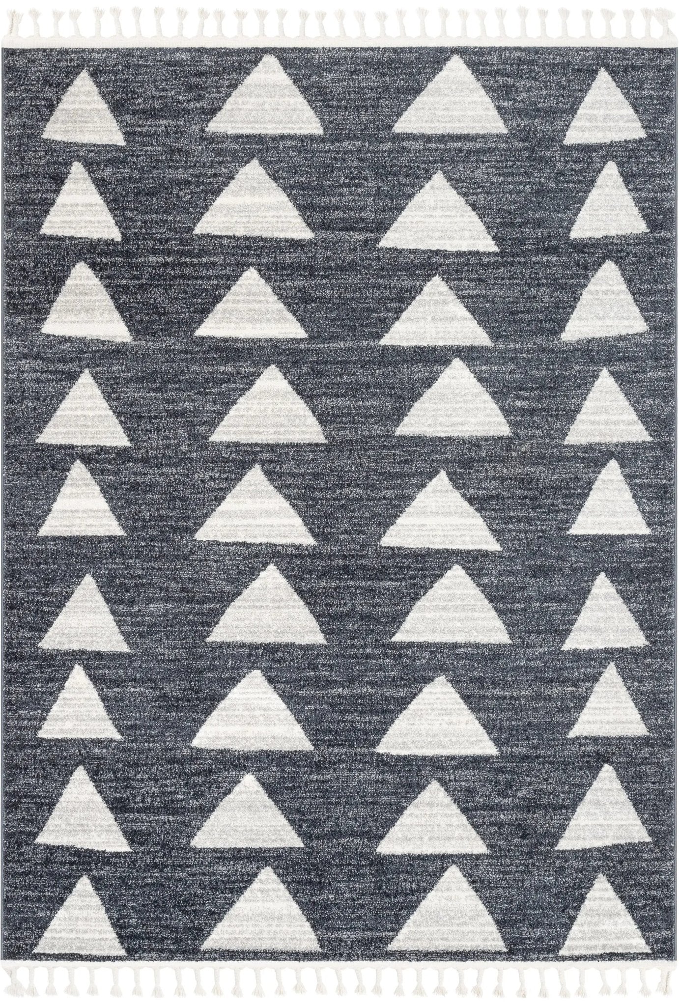 Triangles Modern Geometric Pattern Grey Kids Rug Well Woven