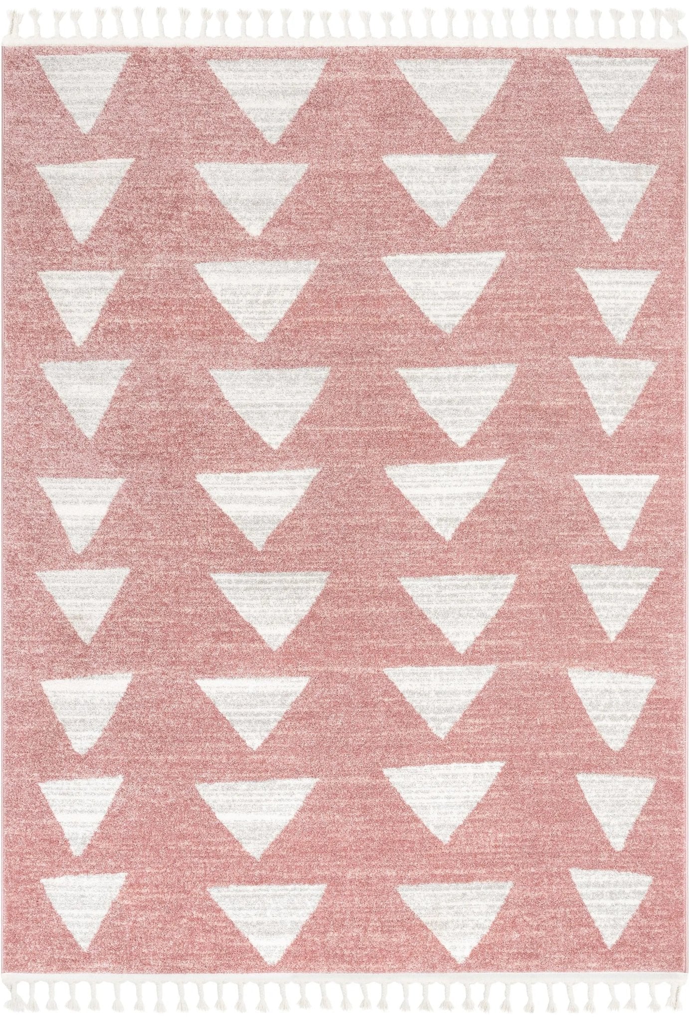 Triangles Modern Geometric Pattern Pink Kids Rug Well Woven