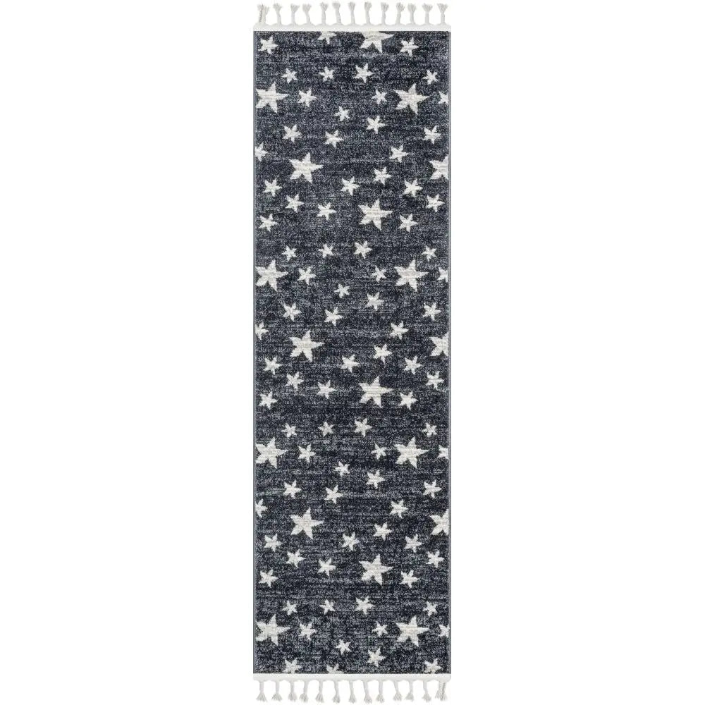 Stars Modern Geometric Grey Kids Rug Well Woven