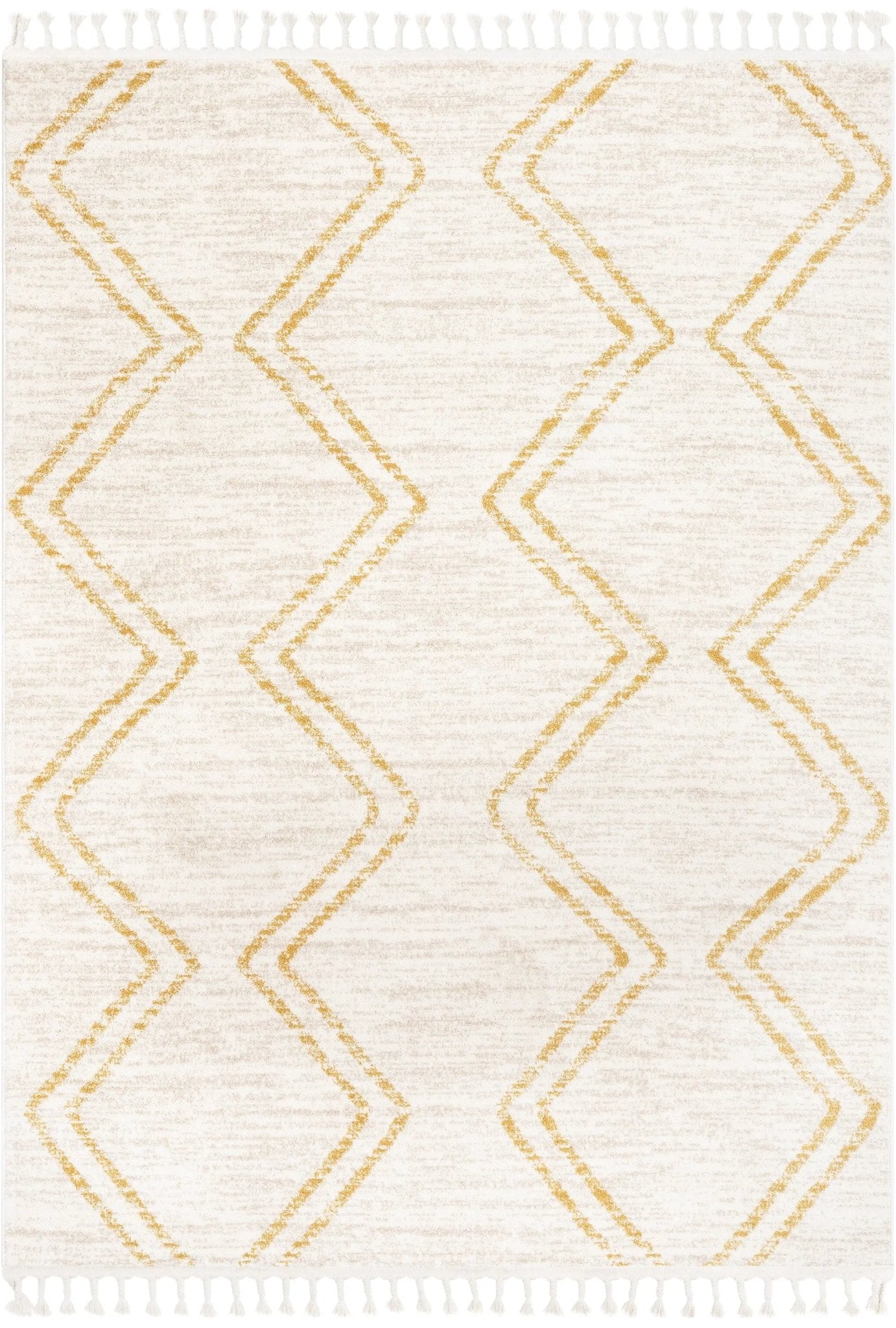 Reeve Modern Chevron Zig-Zag Yellow Ivory Kids Rug Well Woven