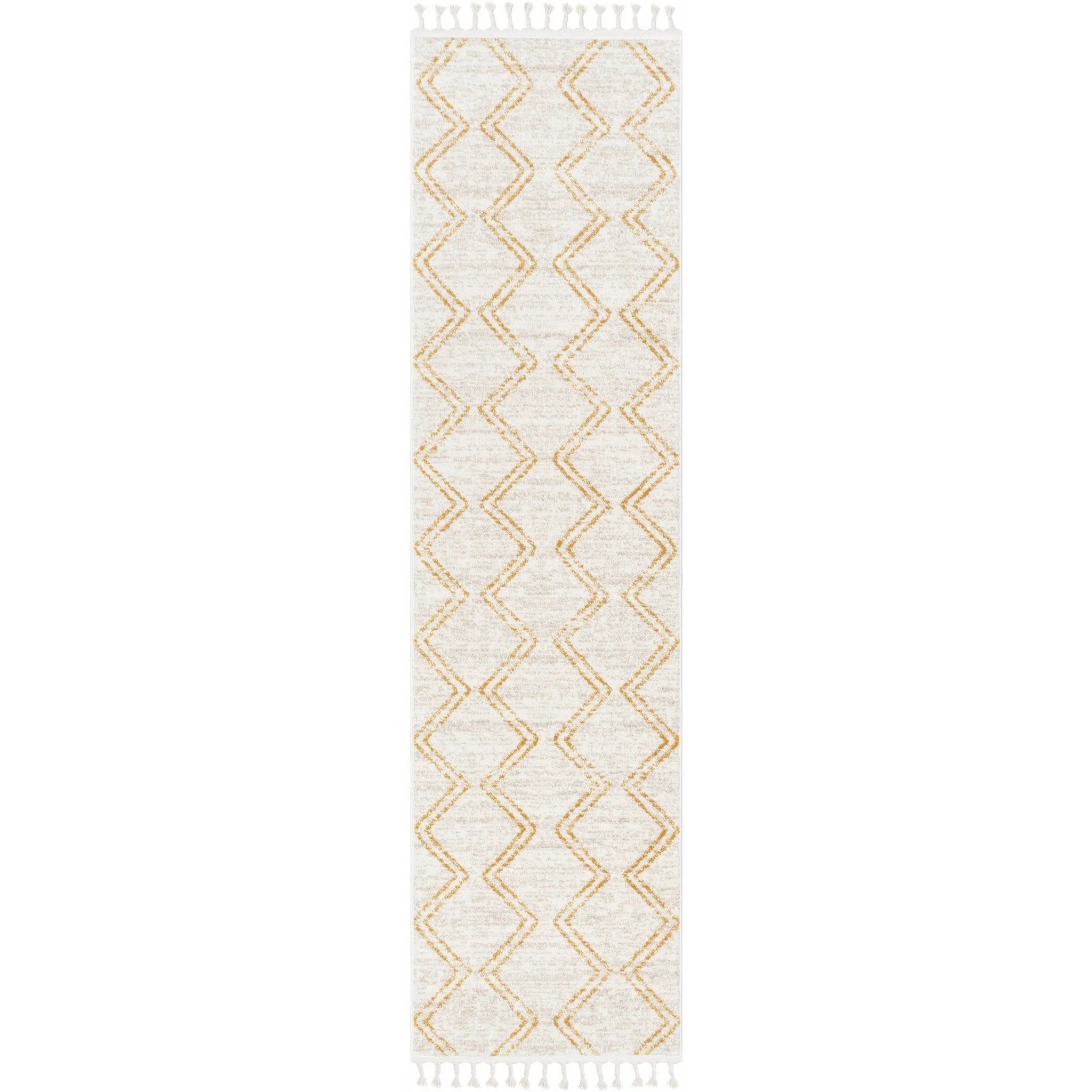 Reeve Modern Chevron Zig-Zag Yellow Ivory Kids Rug Well Woven