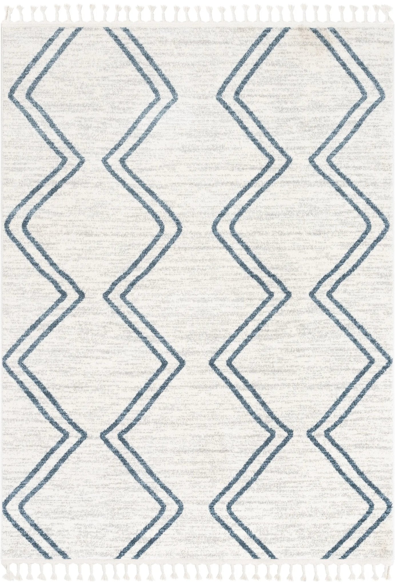 Reeve Modern Chevron Zig-Zag Blue Ivory Kids Rug Well Woven