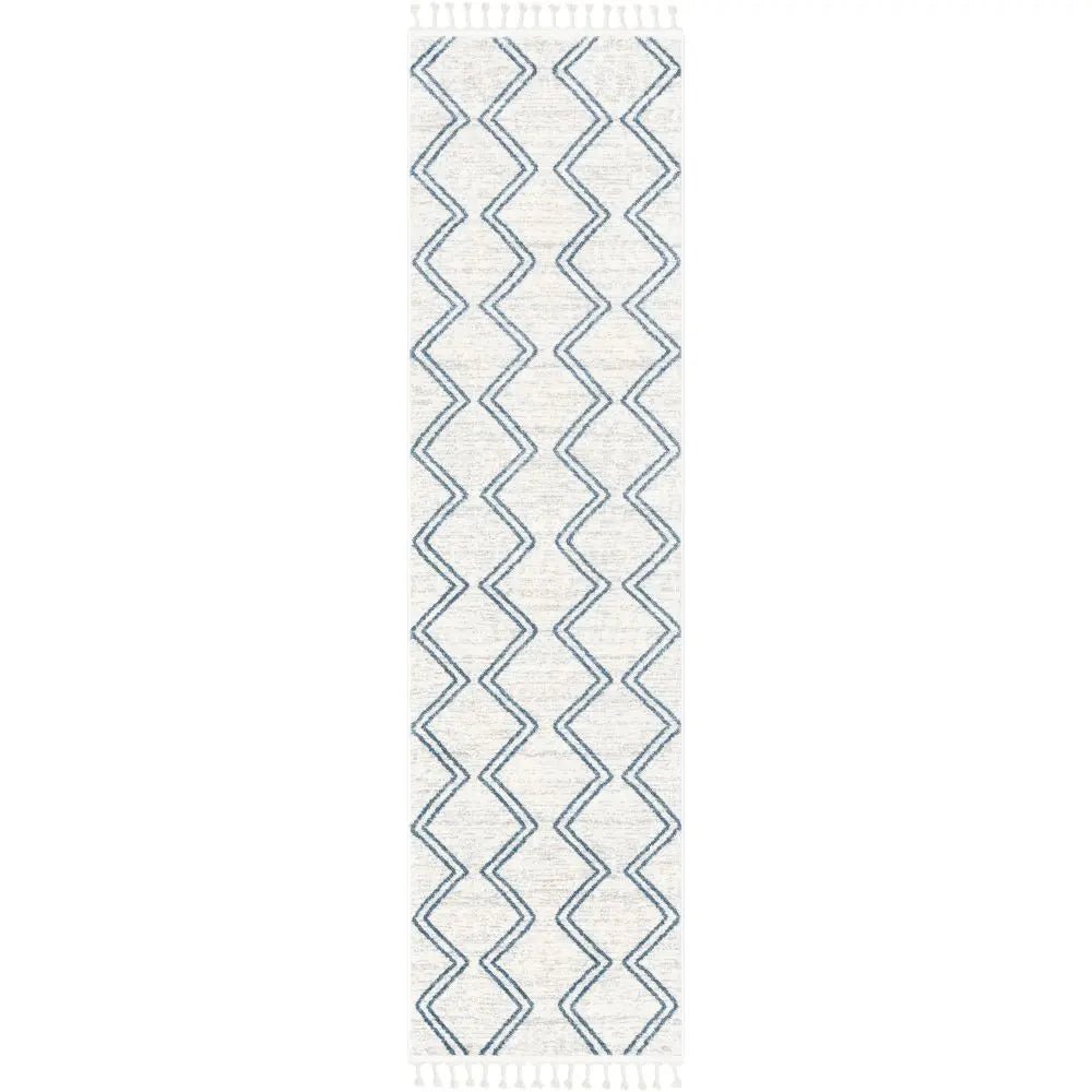 Reeve Modern Chevron Zig-Zag Blue Ivory Kids Rug Well Woven