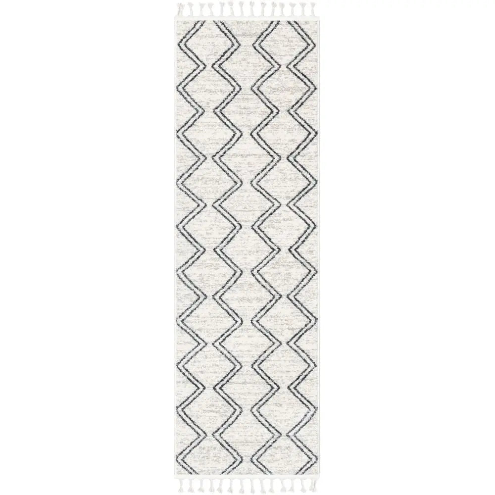 Reeve Modern Chevron Zig-Zag Grey Ivory Kids Rug Well Woven