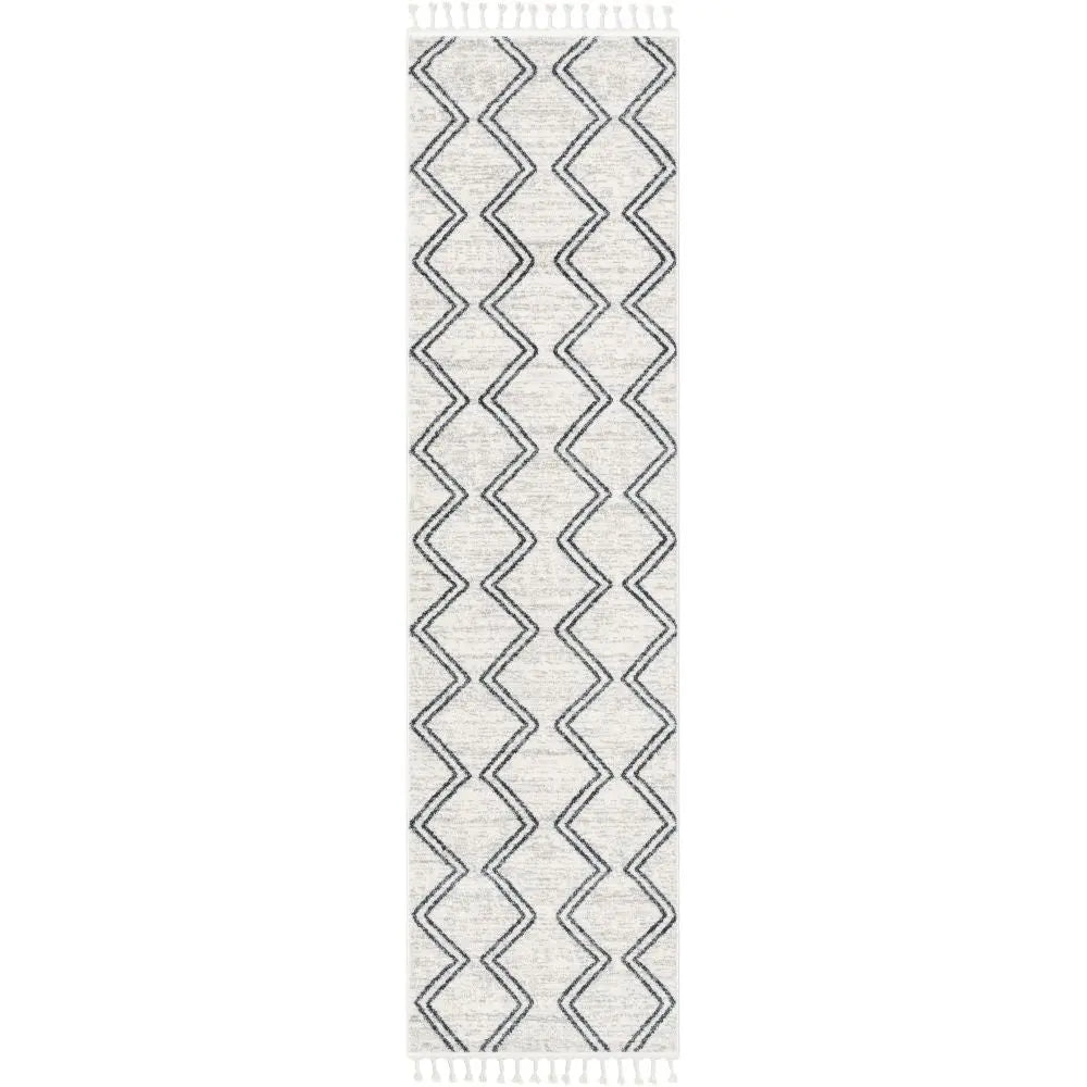 Reeve Modern Chevron Zig-Zag Grey Ivory Kids Rug Well Woven
