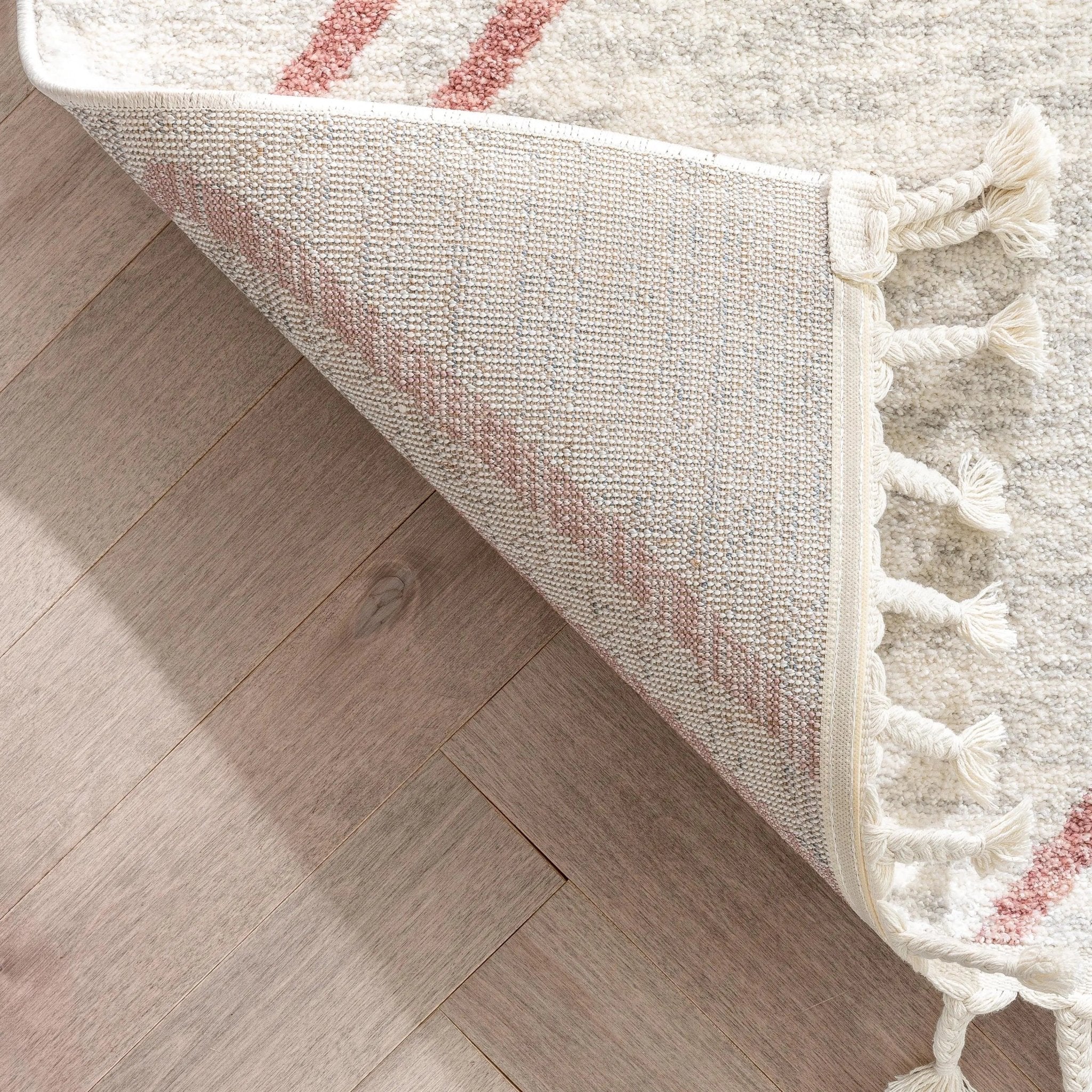 Reeve Modern Chevron Zig-Zag Pink Ivory Kids Rug Well Woven