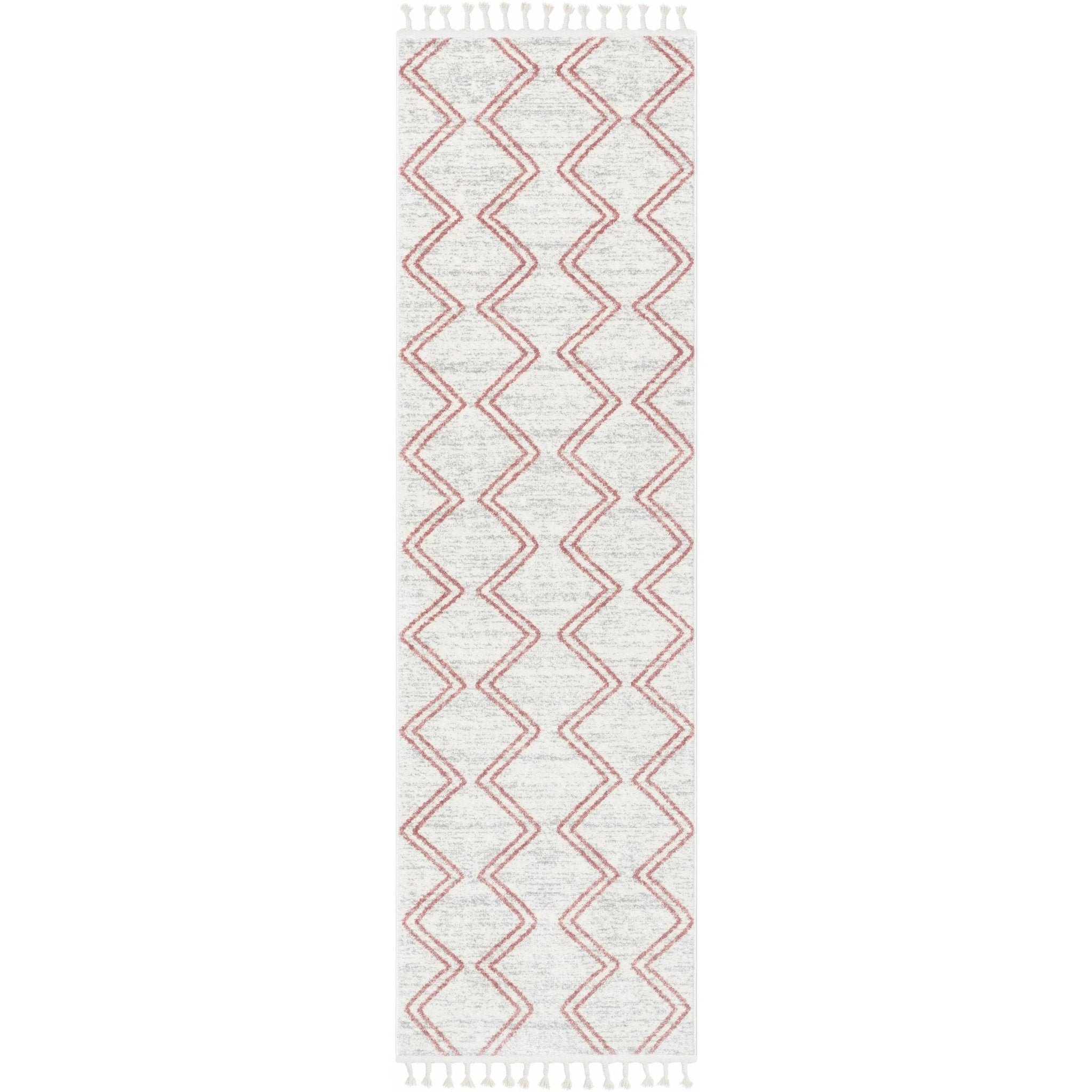 Reeve Modern Chevron Zig-Zag Pink Ivory Kids Rug Well Woven