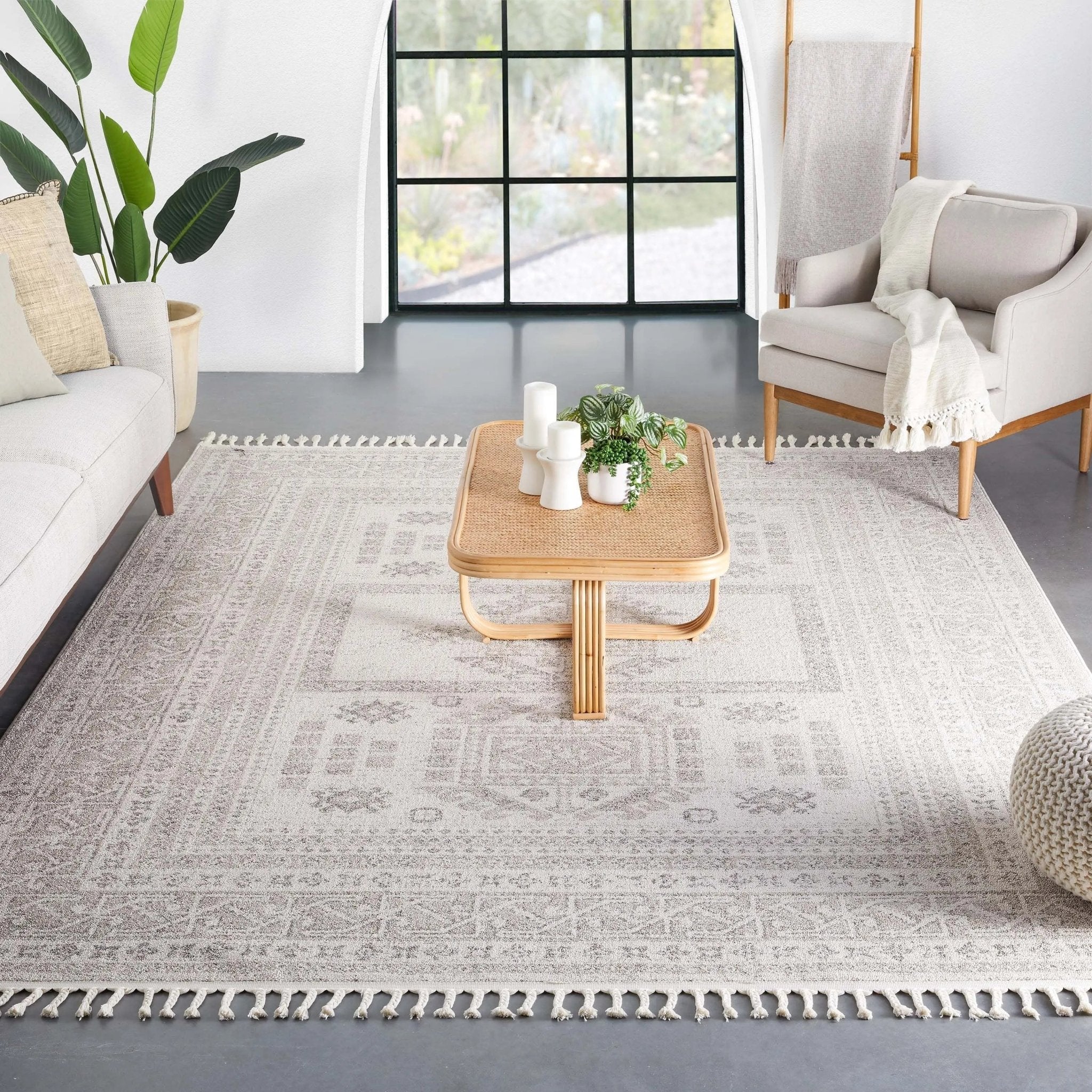 Loop-De-Loop Carina Tribal Medallion Beige Kilim-Style Area Rug