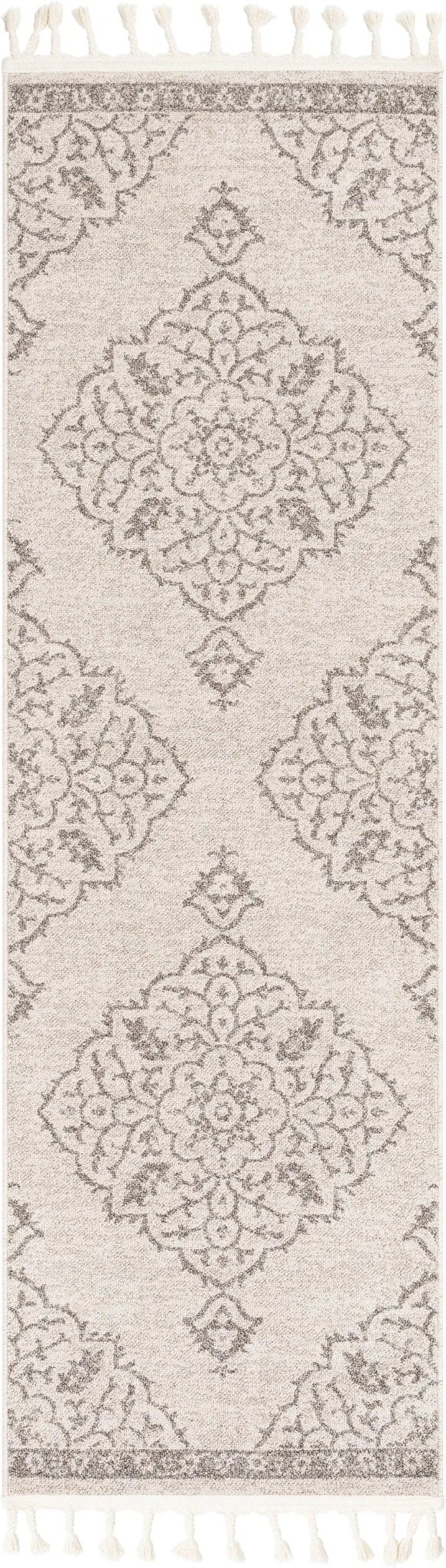 Mara Medallion Botanical Pattern Brown Beige Kilim-Style Rug Well Woven