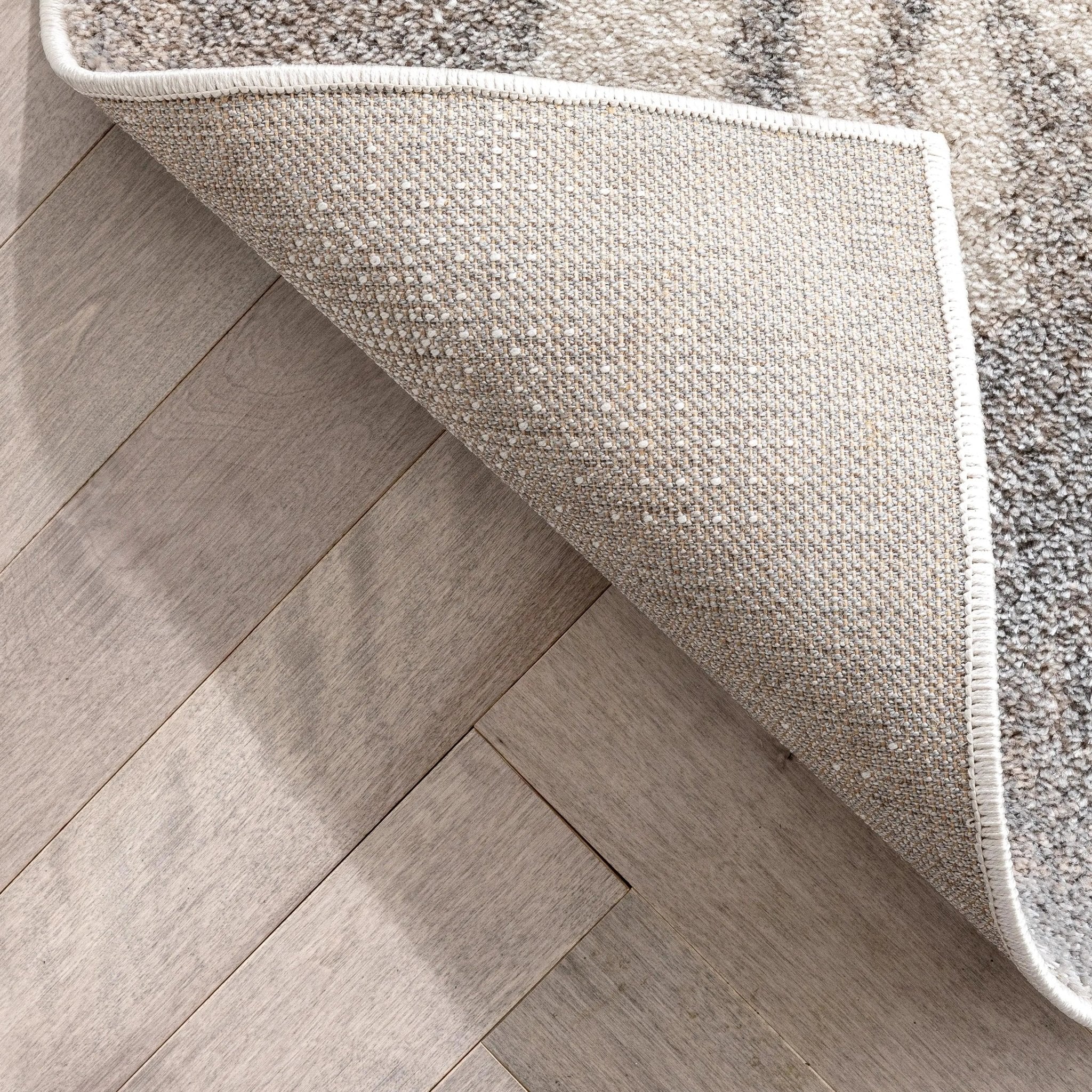 Odette Botanical Transitional Leaves Grey Vintage Rug Well Woven