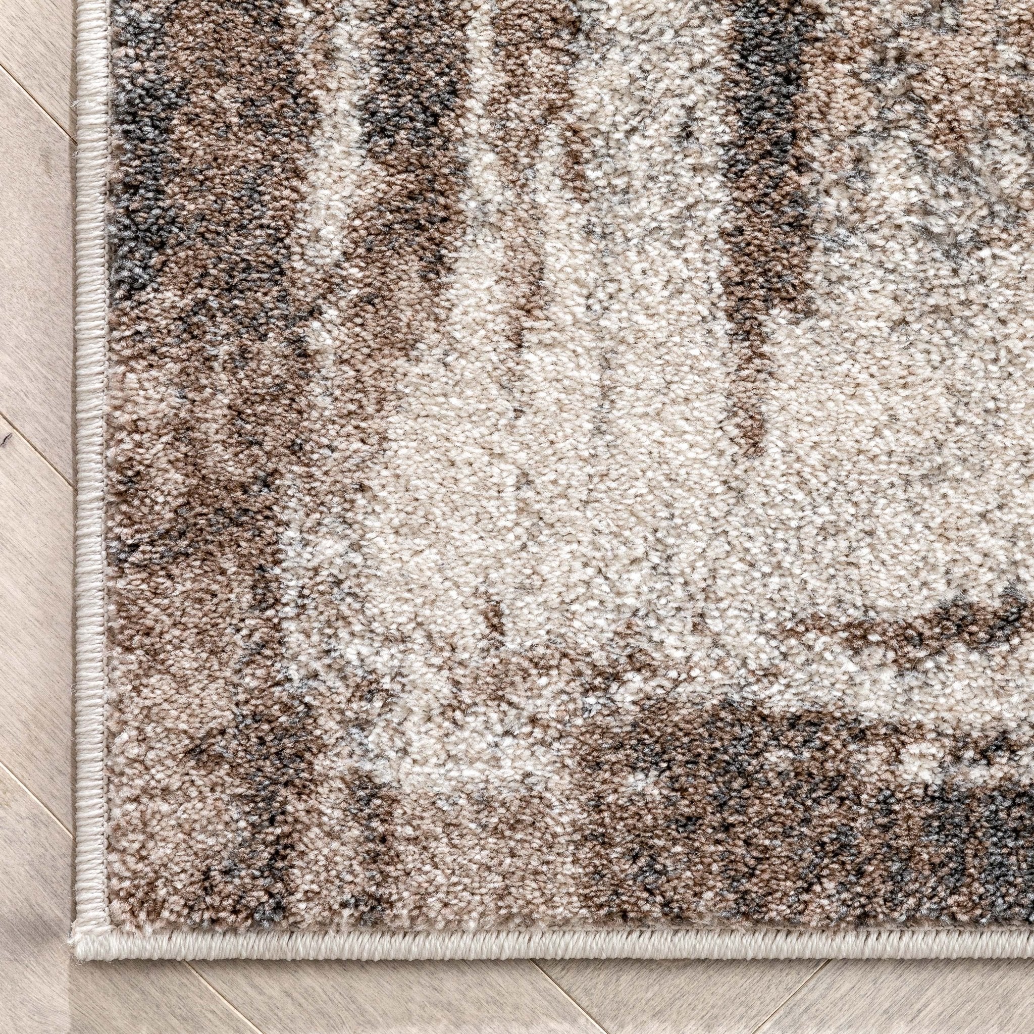 Francis Abstract Brushstroke Ivory Vintage Rug Well Woven