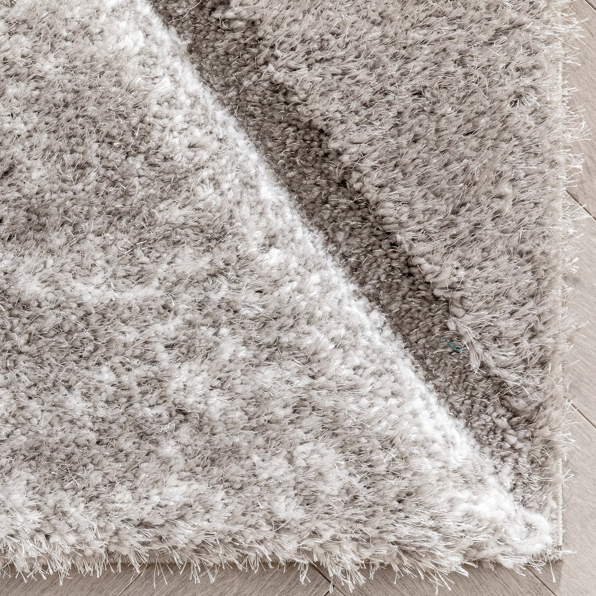 Mori Modern Abstract Geometric 3D Textured Shag Grey Blue Rug Well Woven