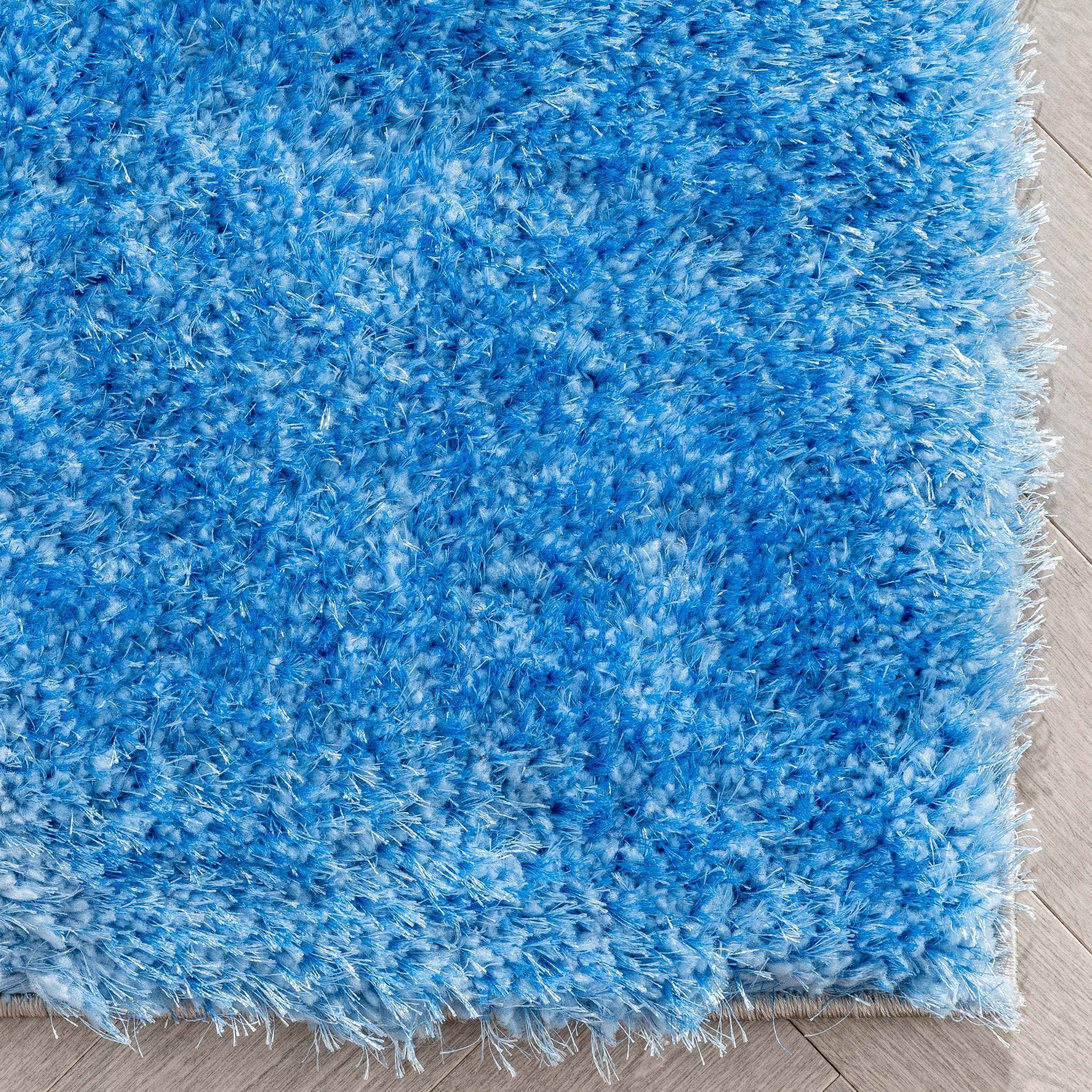 Remi Contemporary Geometric Boxes 3D Textured Shag Grey Light Blue Rug Well Woven