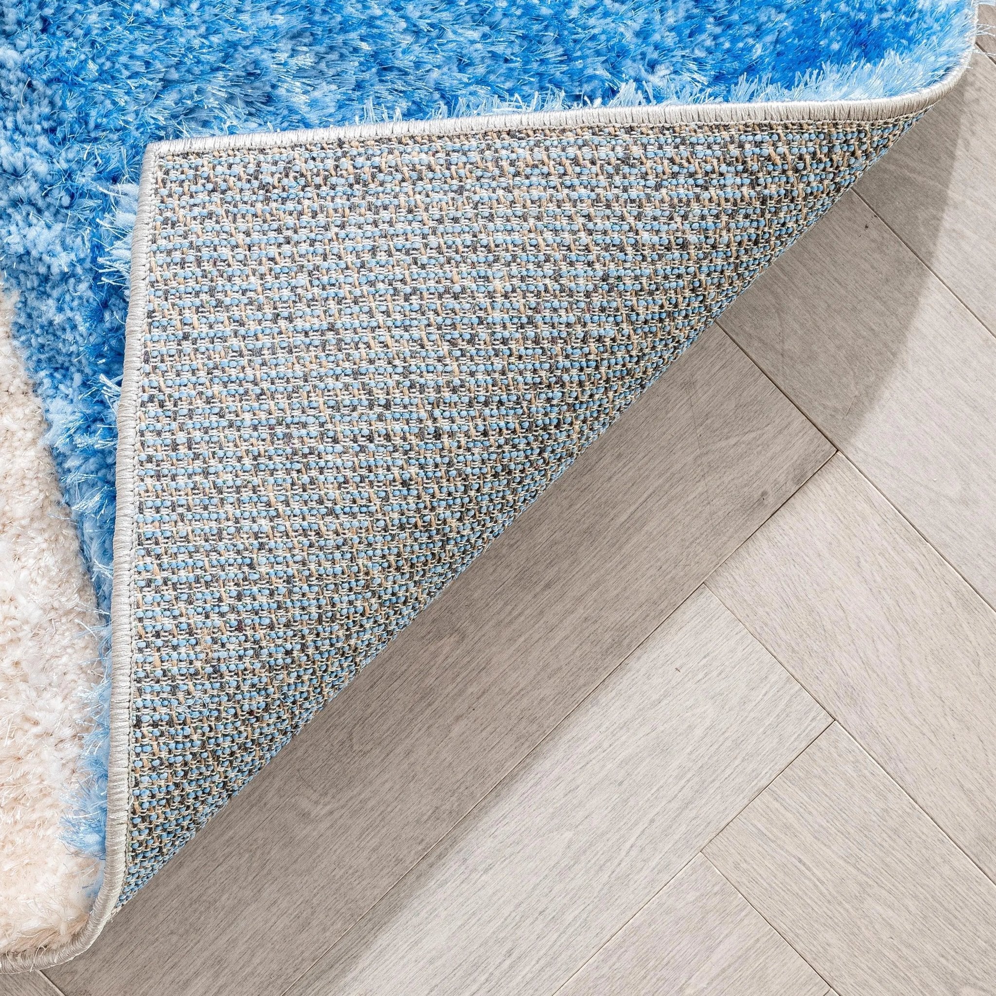 Remi Contemporary Geometric Boxes 3D Textured Shag Grey Light Blue Rug Well Woven