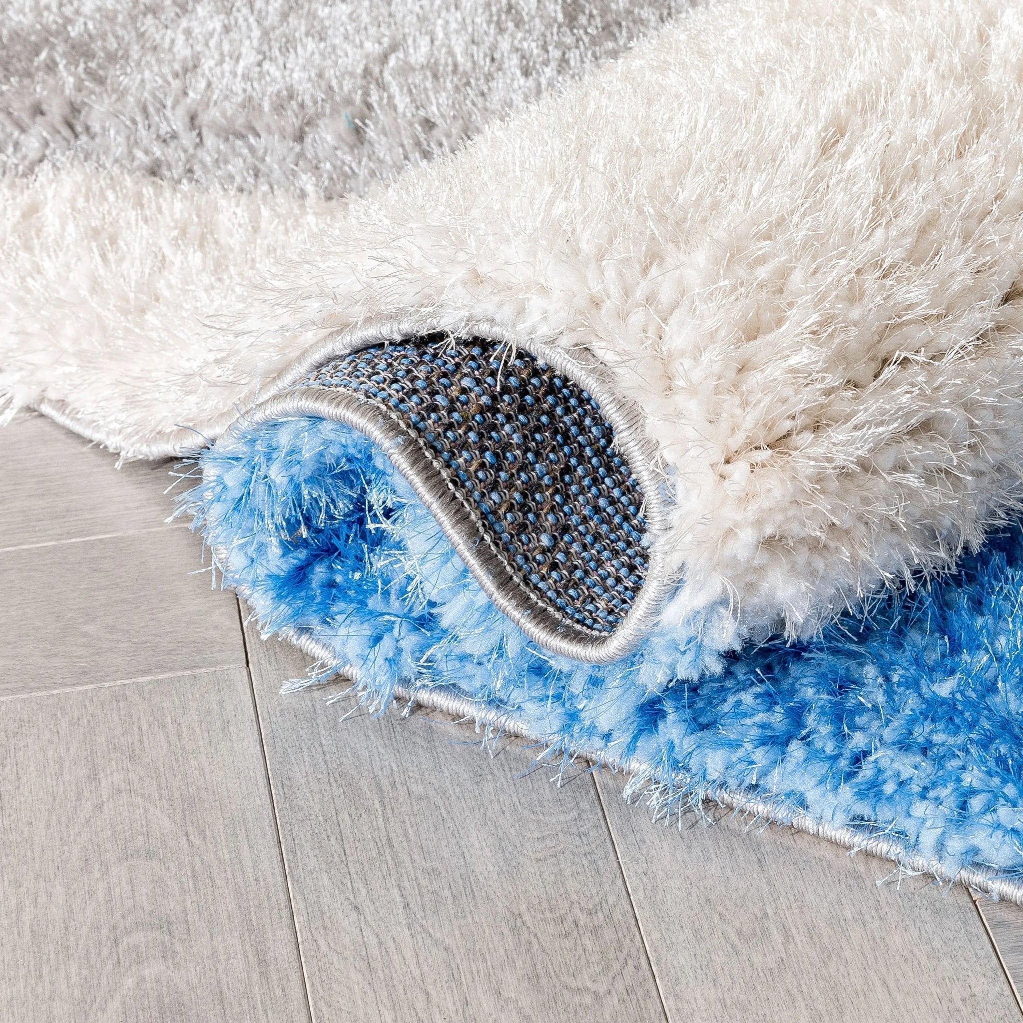 Mika Retro Chevron 3D Textured Shag Grey Light Blue Rug Well Woven