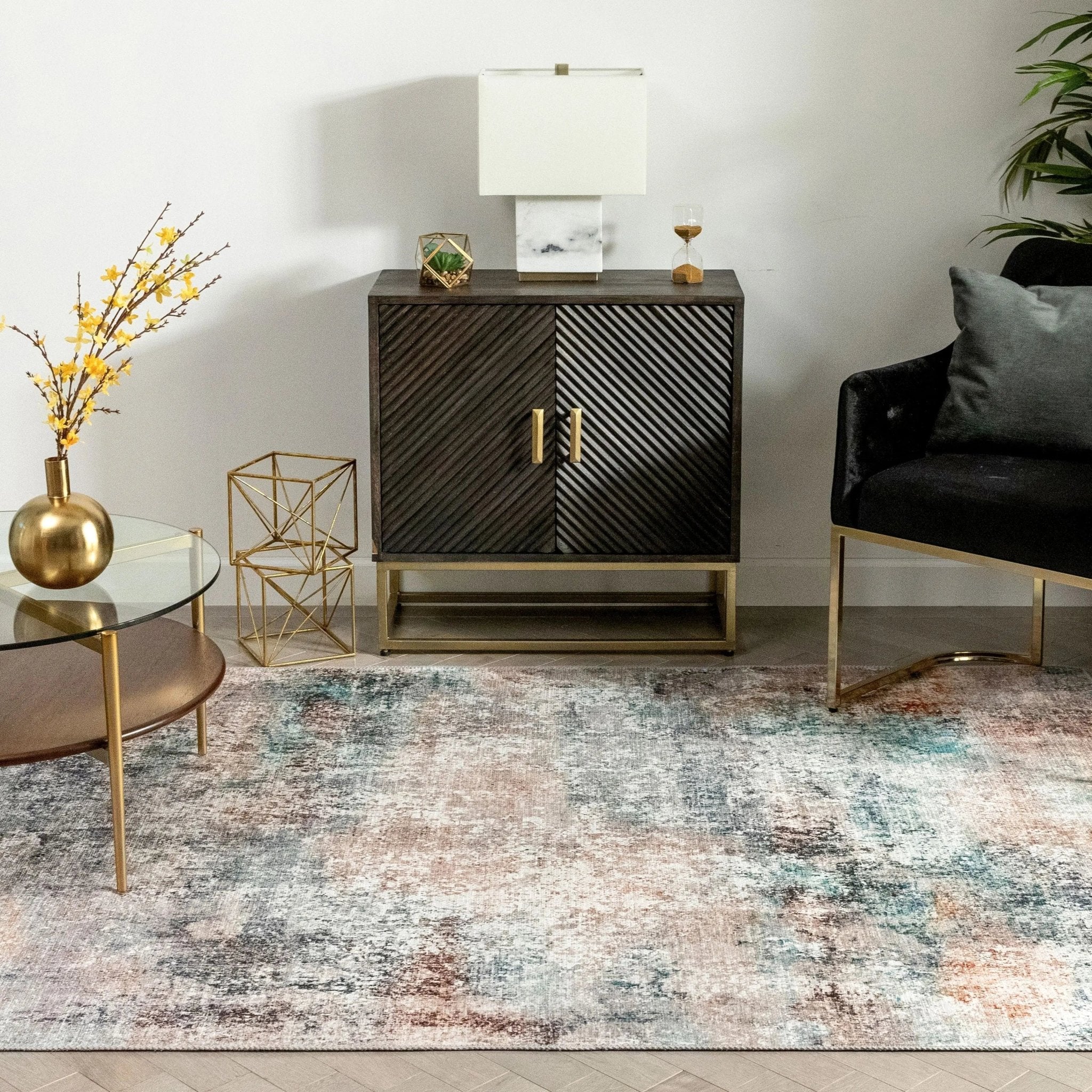 Amesti Machine Washable Light Blue Flat-Weave 5'3" x 7'3" Rug Well Woven