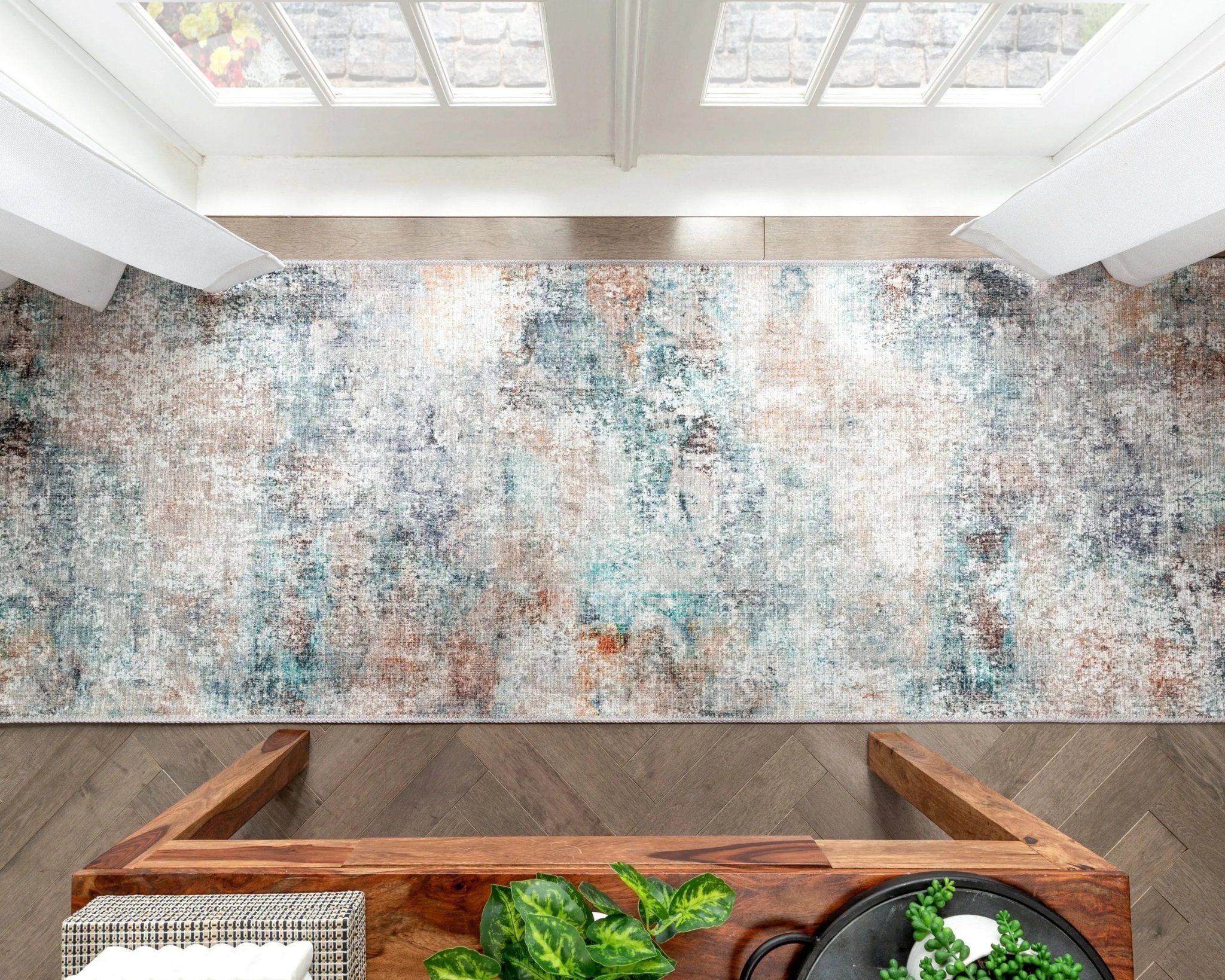 Amesti Machine Washable Light Blue Flat-Weave 5'3" x 7'3" Rug Well Woven