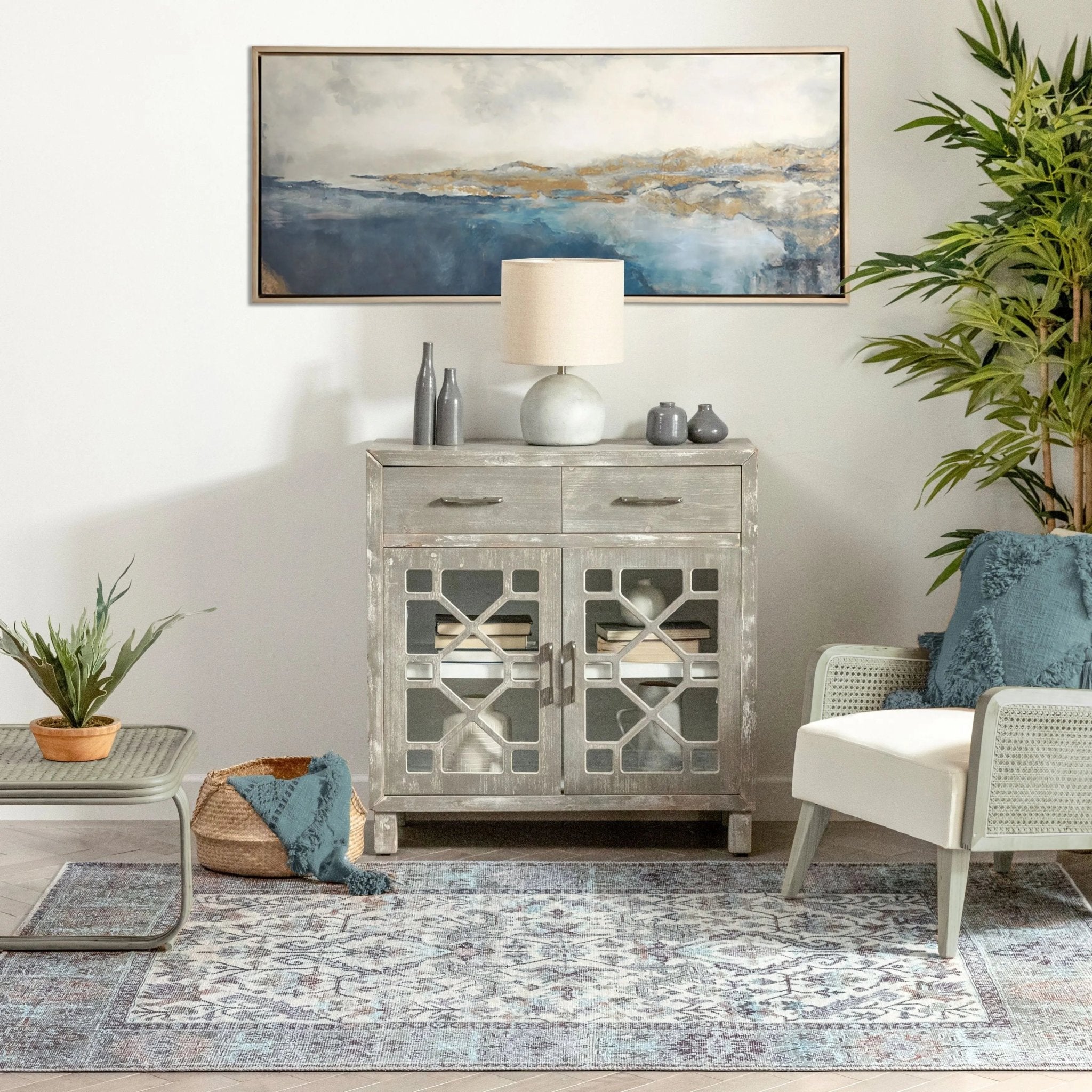 Macon Machine Washable Vintage Medallion Botanical Border Beige Flat-Weave Distressed 5'3" x 7'3" Rug Well Woven