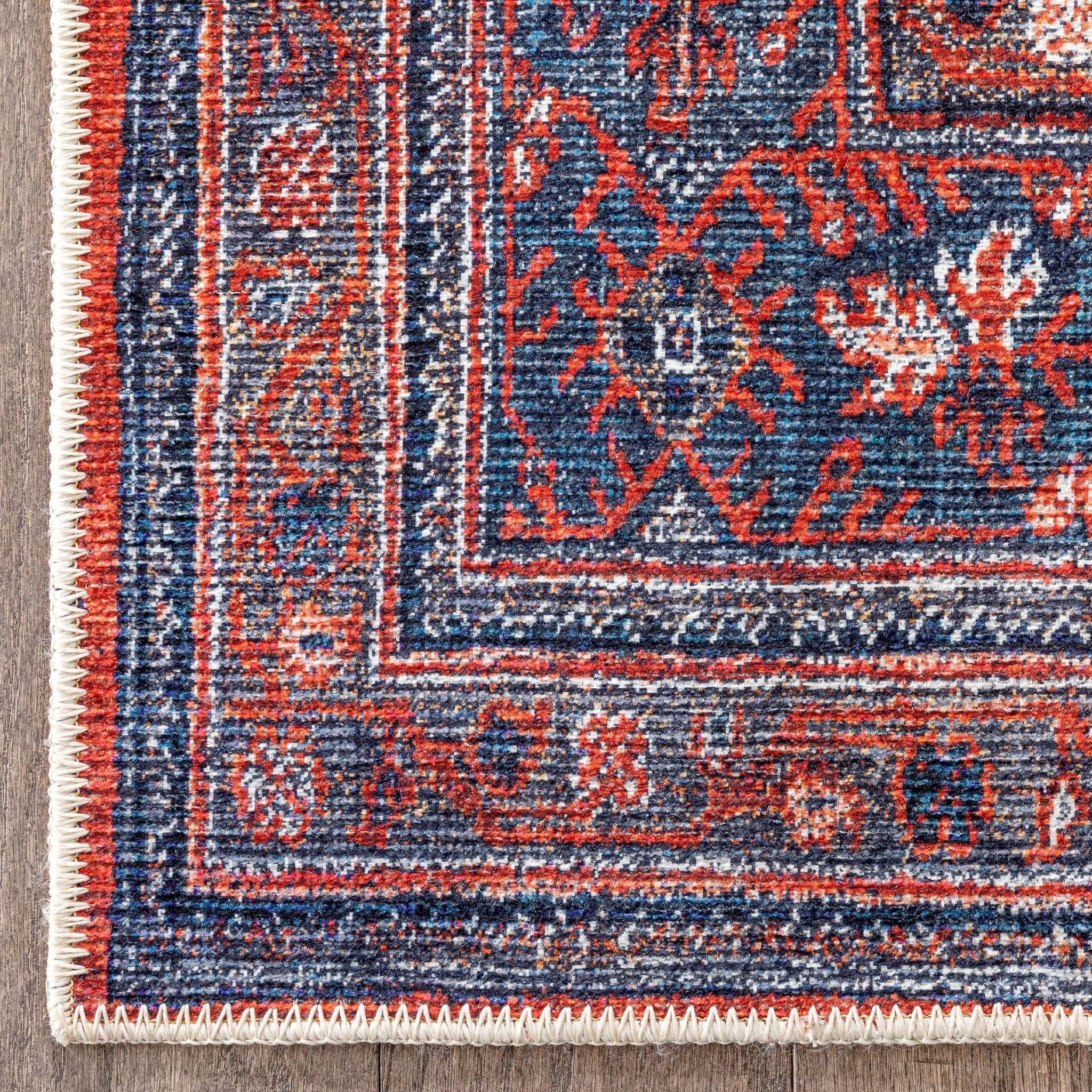 Daliah Machine Washable Vintage Persian Oriental Red Flat-Weave Rug Well Woven