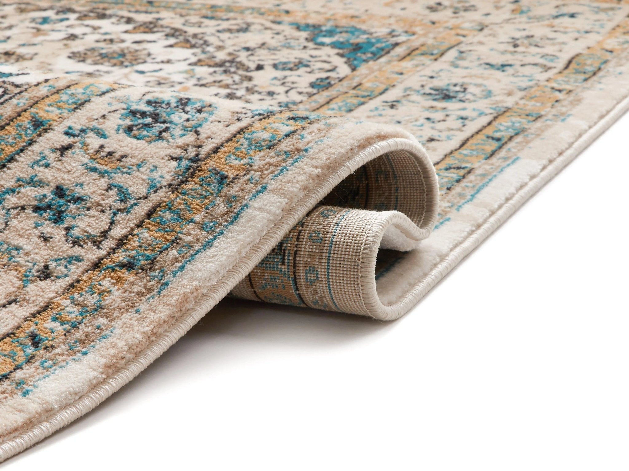 Mahal Beige Vintage Medallion Rug Well Woven