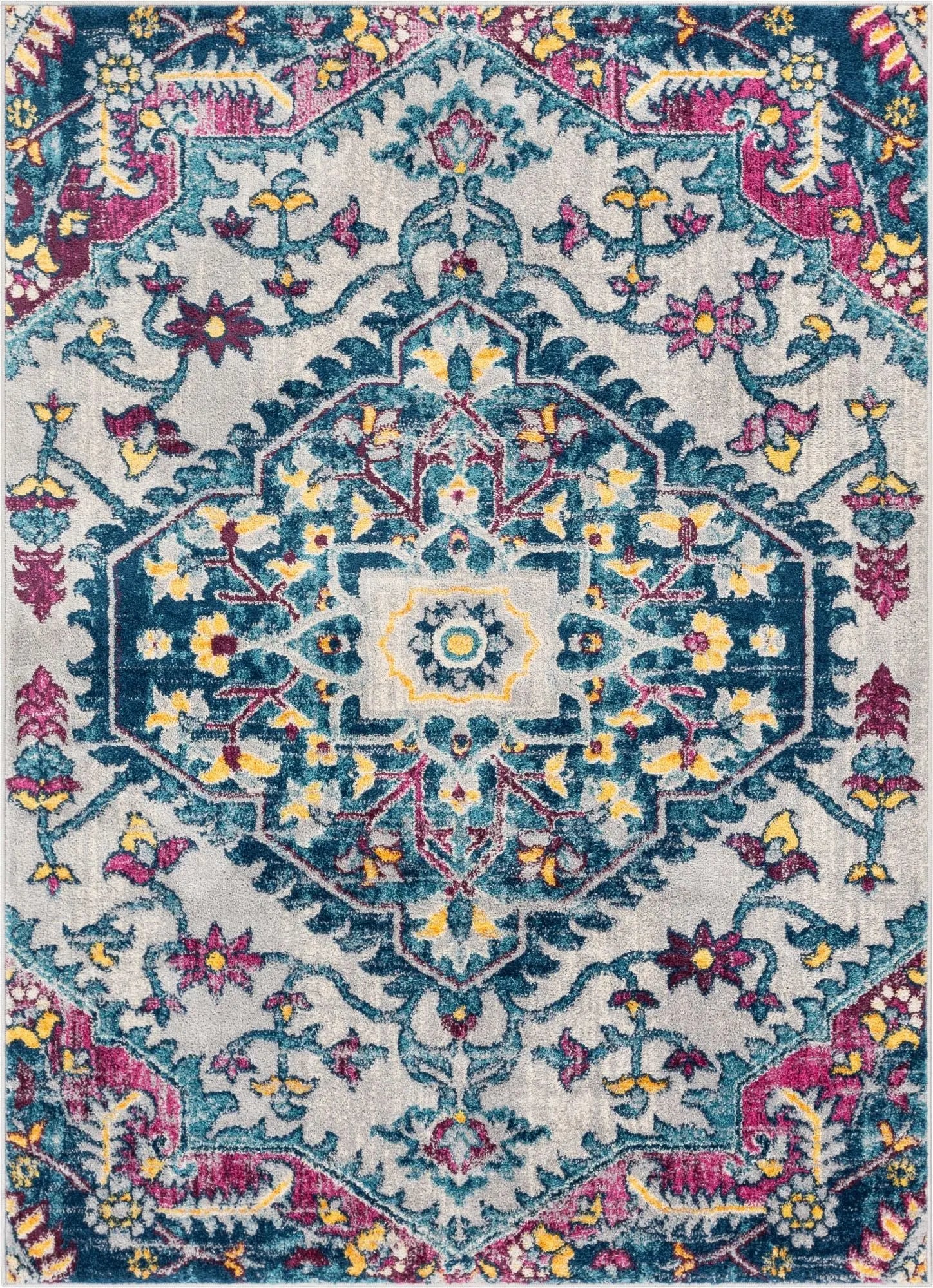Gwendolyn Multi Bohemian Oriental Medallion 5'3" x 7'3" Rug Well Woven