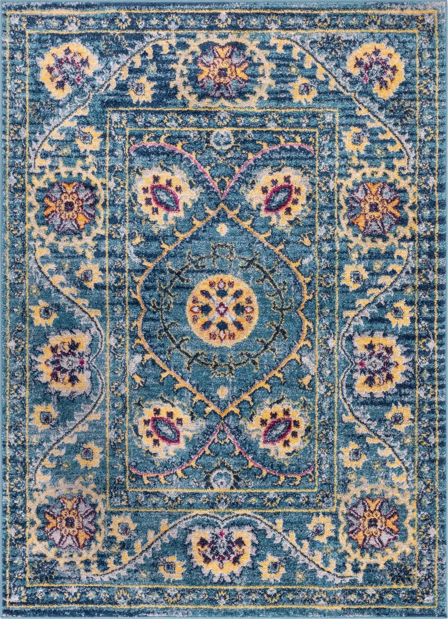 Mae Blue Modern Bohemian 7'10" x 9'10" Rug Well Woven