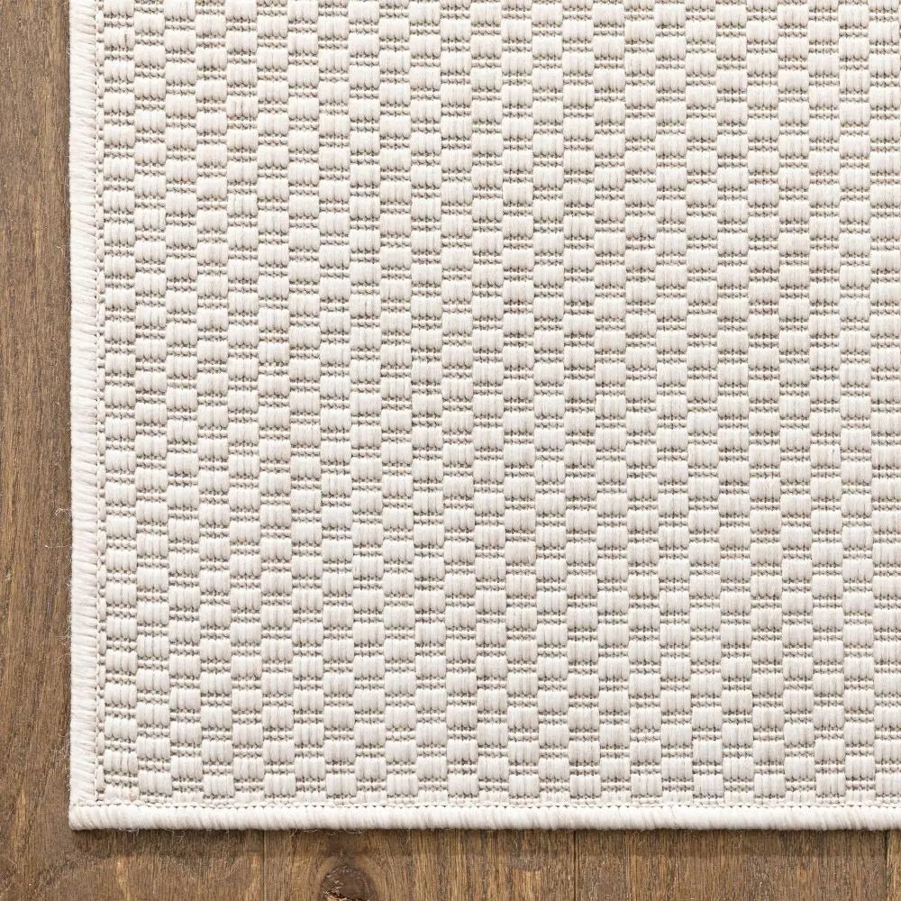Leif Nordic Geometric Pattern Indoor Outdoor Ivory Flatweave Rug Well Woven