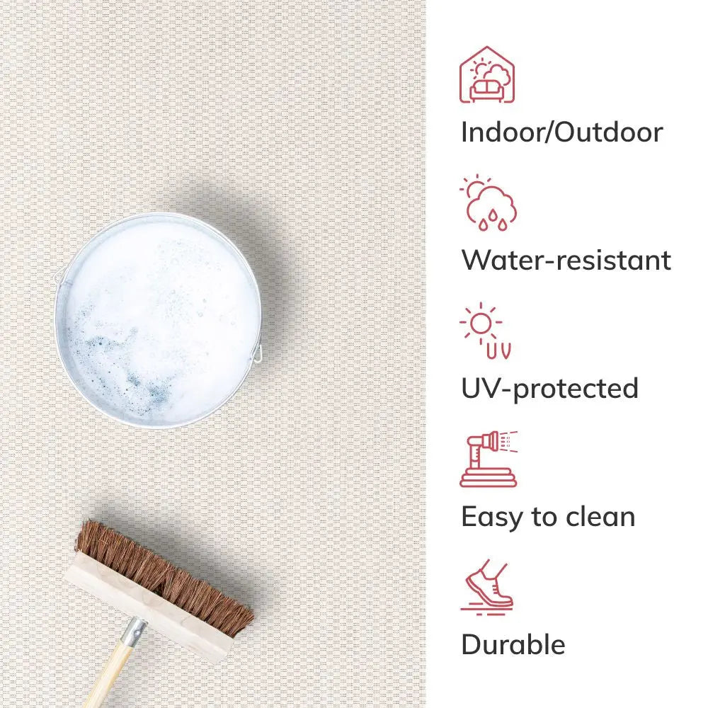 Leif Nordic Geometric Pattern Indoor Outdoor Ivory Flatweave Rug Well Woven