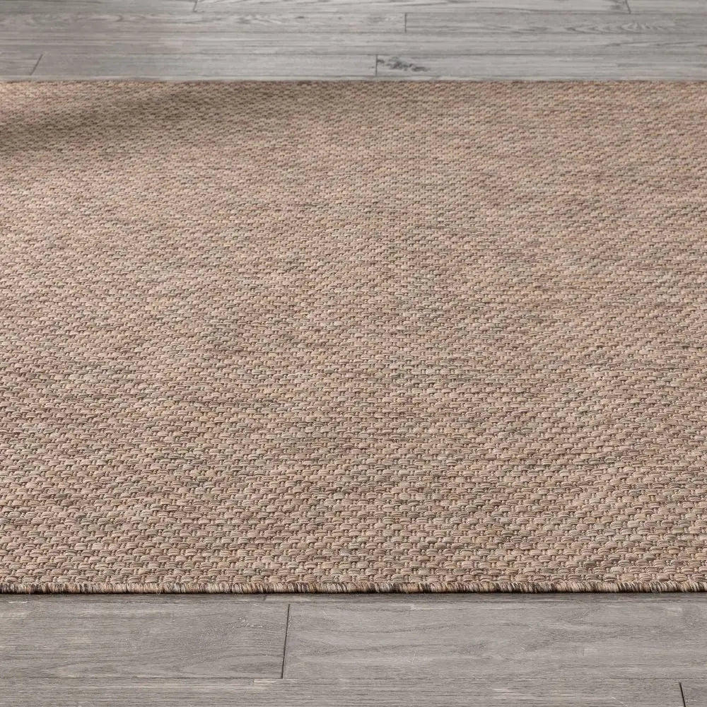Leif Nordic Geometric Indoor Outdoor Taupe Flatweave 5'3" x 7'3" Rug Well Woven