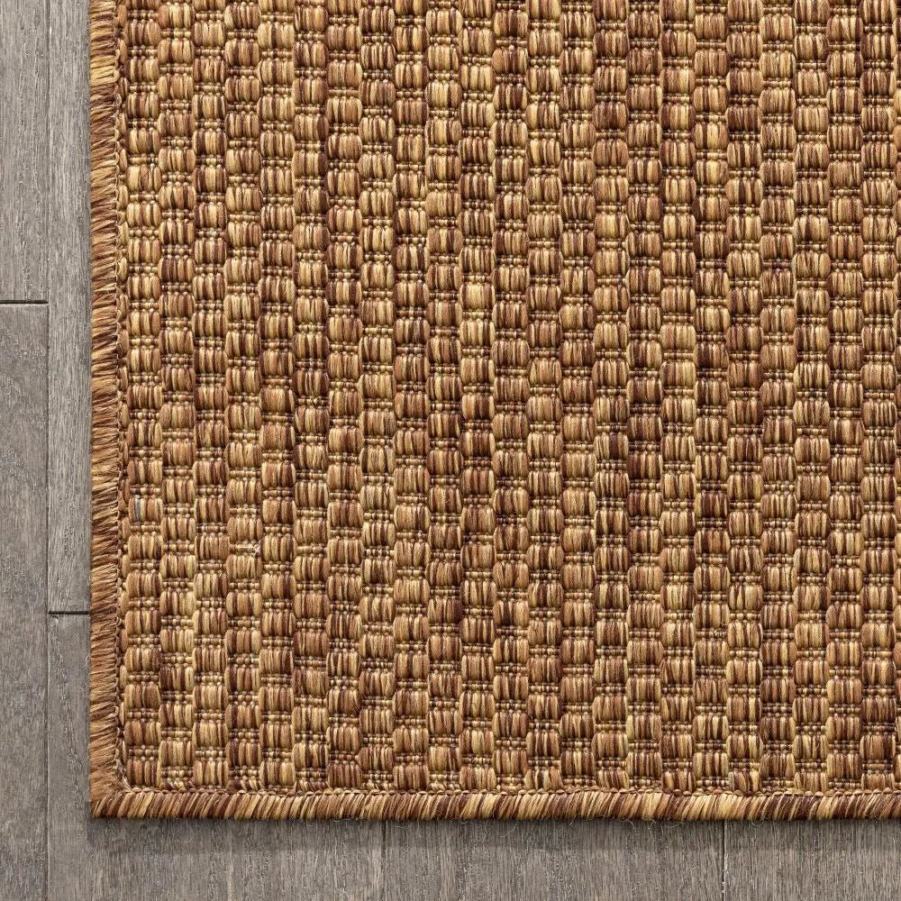 Leif Nordic Geometric Indoor Outdoor Coffee Flatweave 5'3" x 7'3" Rug Well Woven